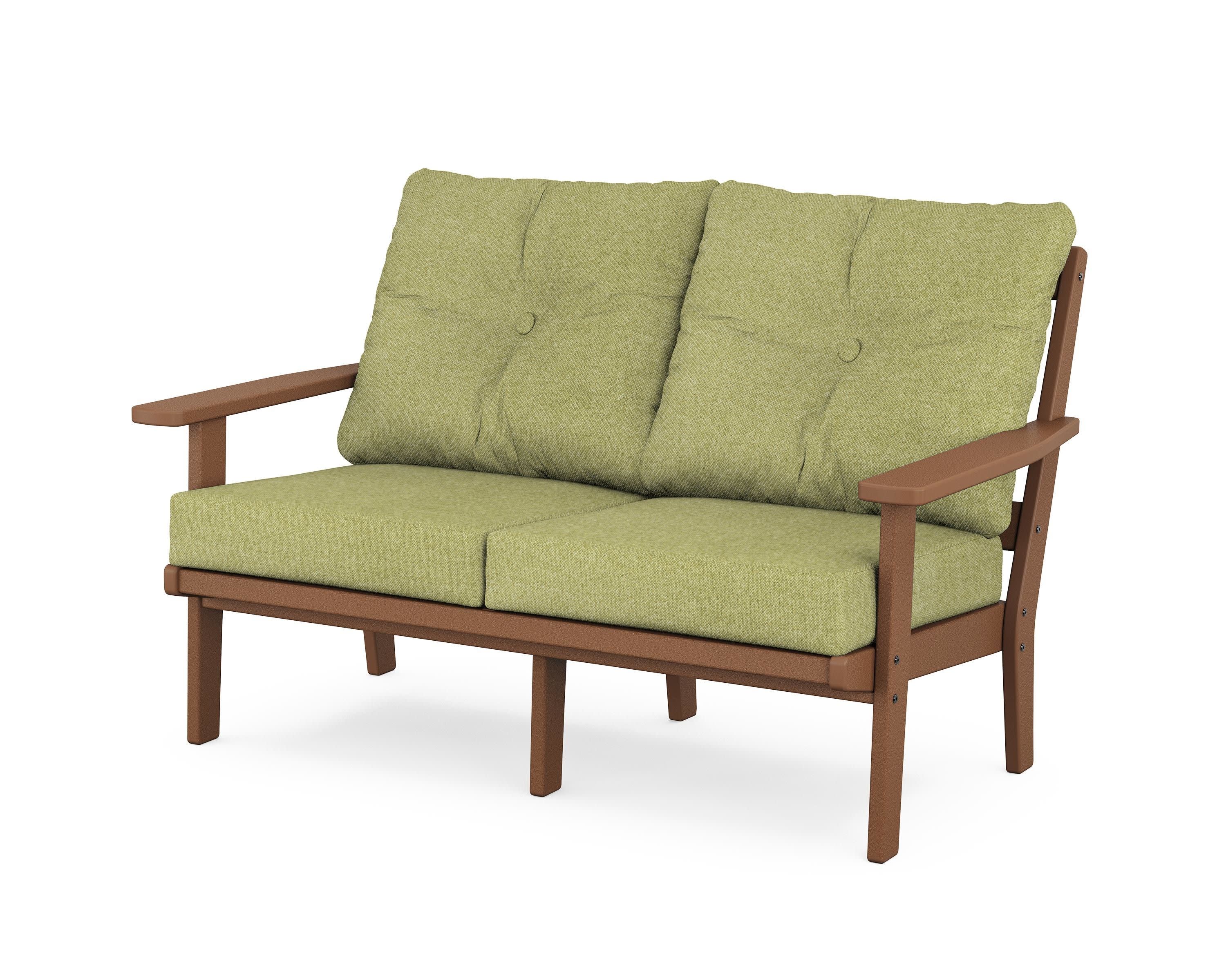 Prairie Deep SeatingLoveseat in Teak / Chartreuse Boucle