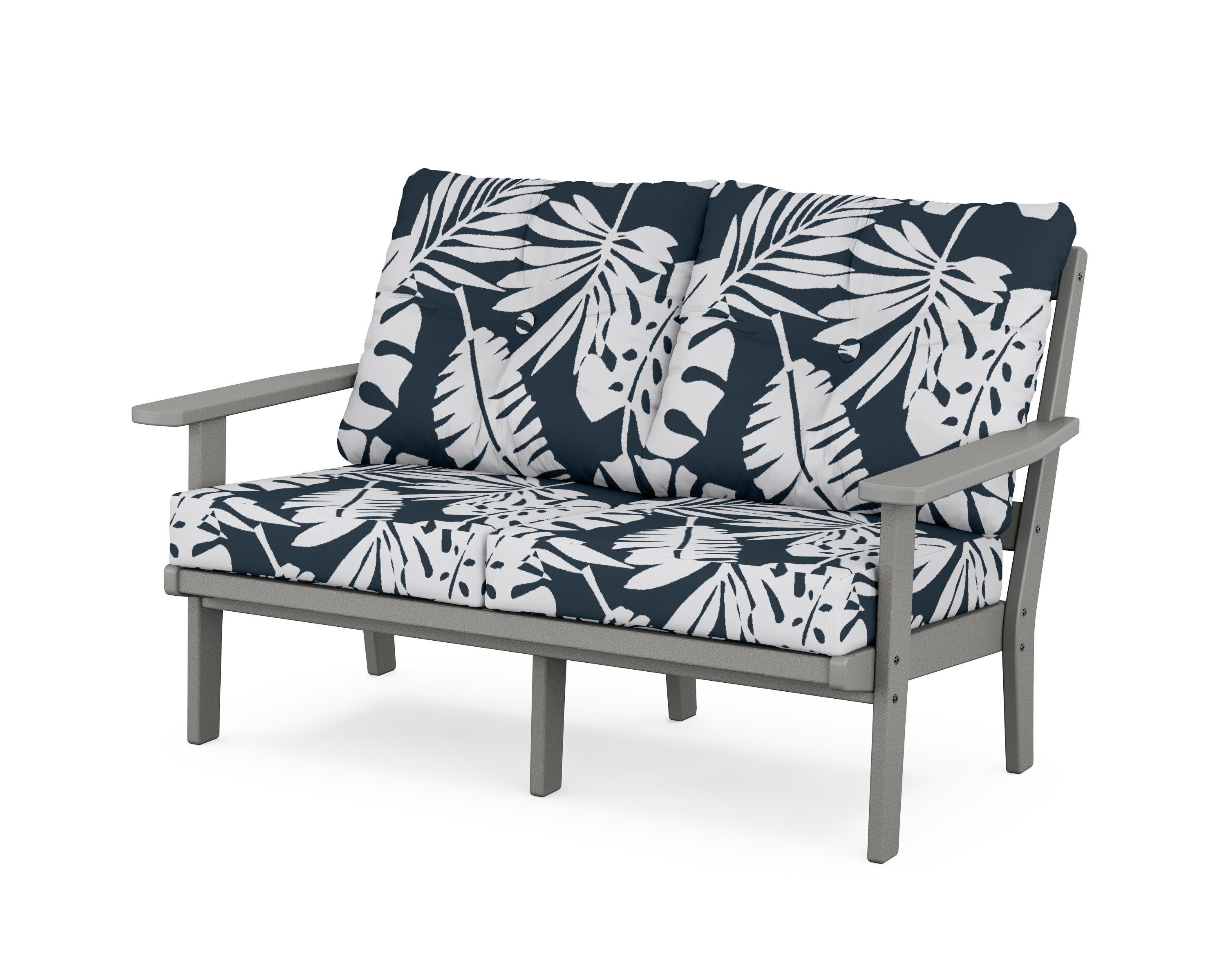 Prairie Deep SeatingLoveseat in Slate Grey / Leaf Marine Indigo