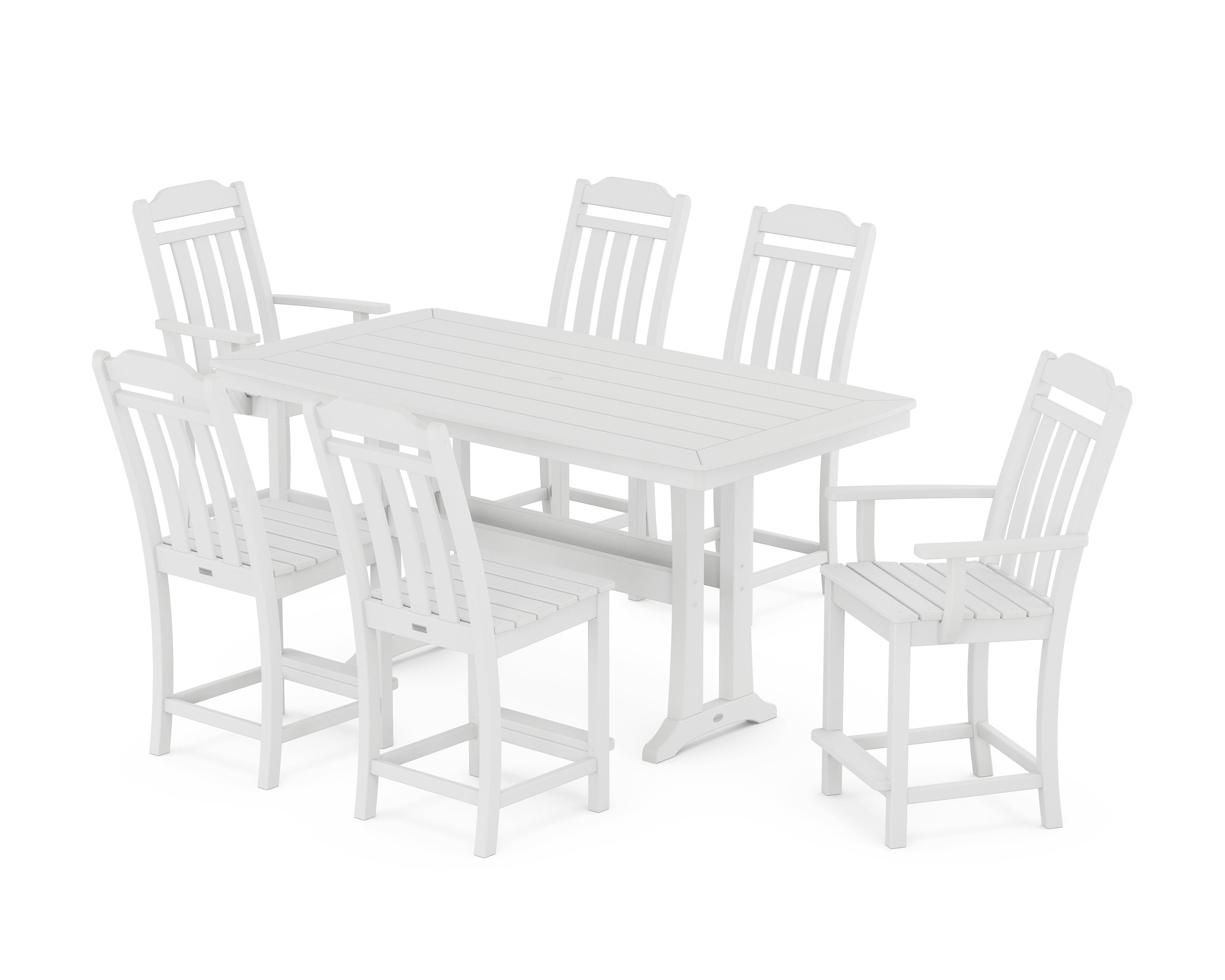 Cottage 7-Piece Counter Set with Trestle Legs in White