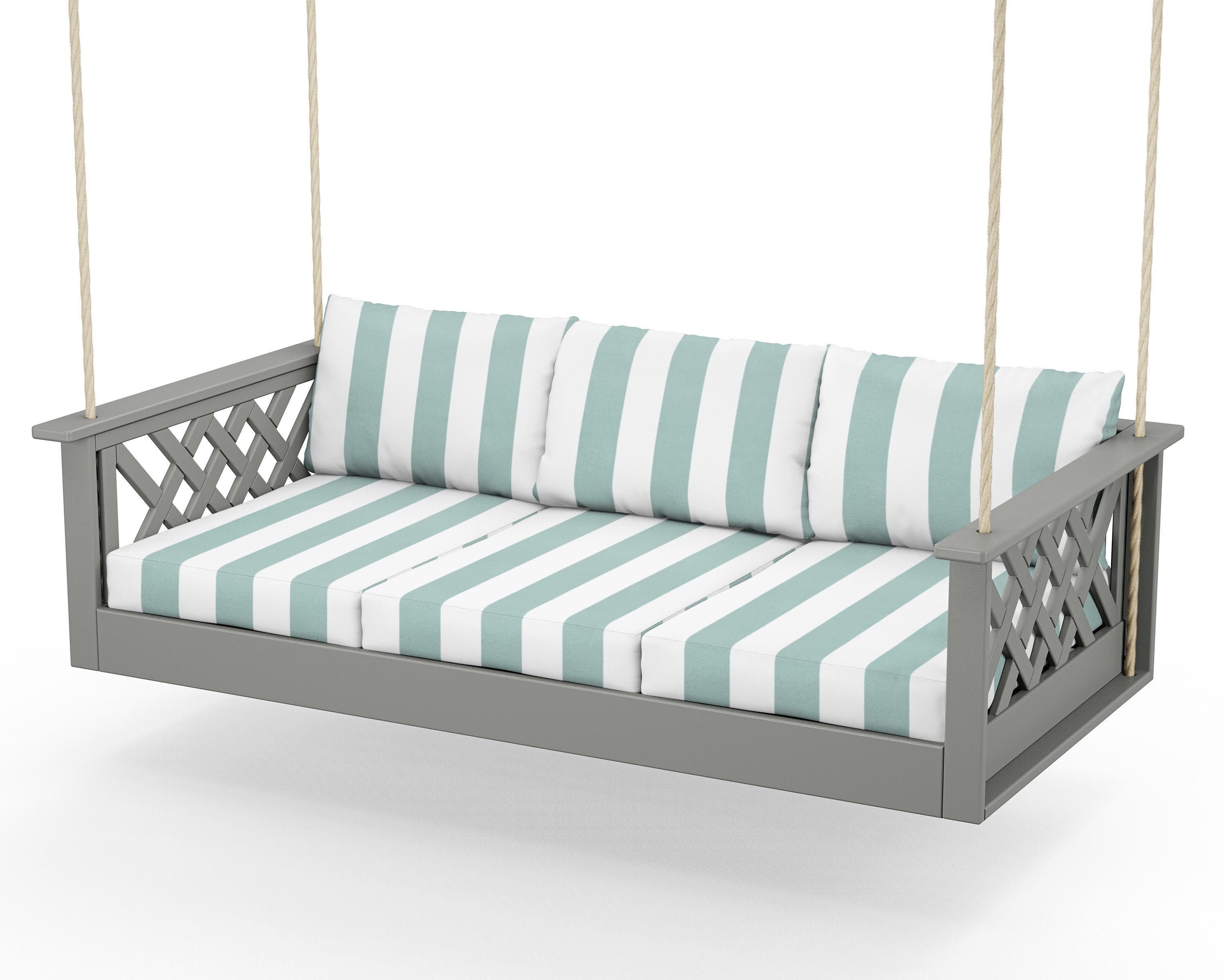 Wovendale Daybed Swing in Slate Grey / Cabana Stripe Glacier Spa