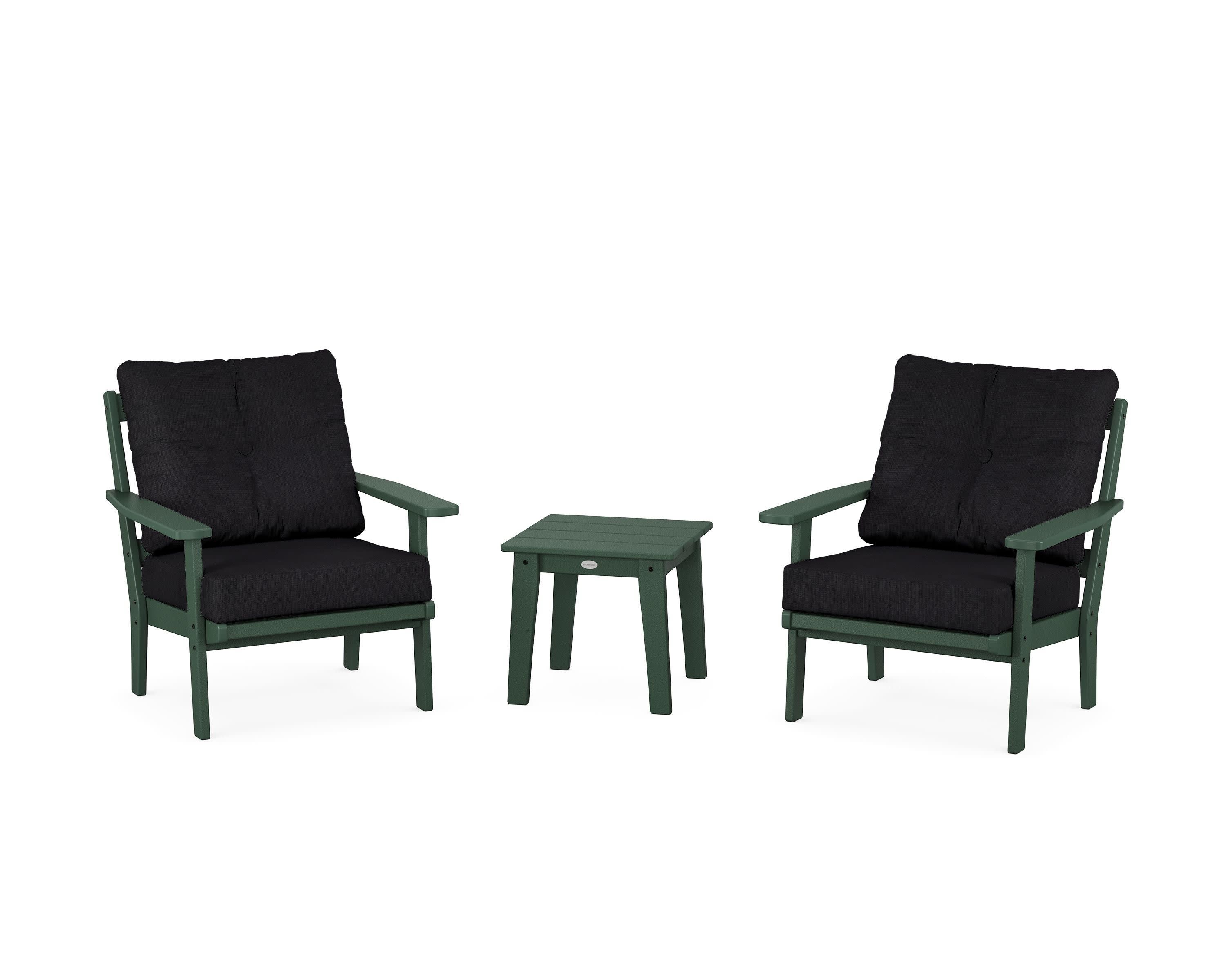 Prairie 3-Piece Deep Seating Set in Green / Midnight Linen