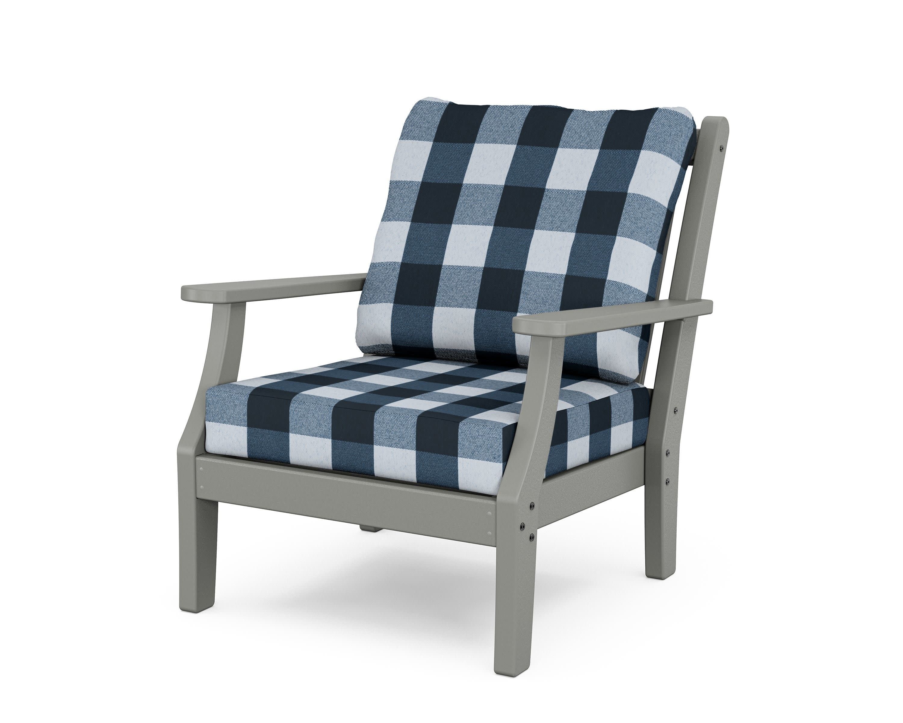 Wovendale Deep Seating Chair in Slate Grey / Buffalo Plaid Marine Indigo