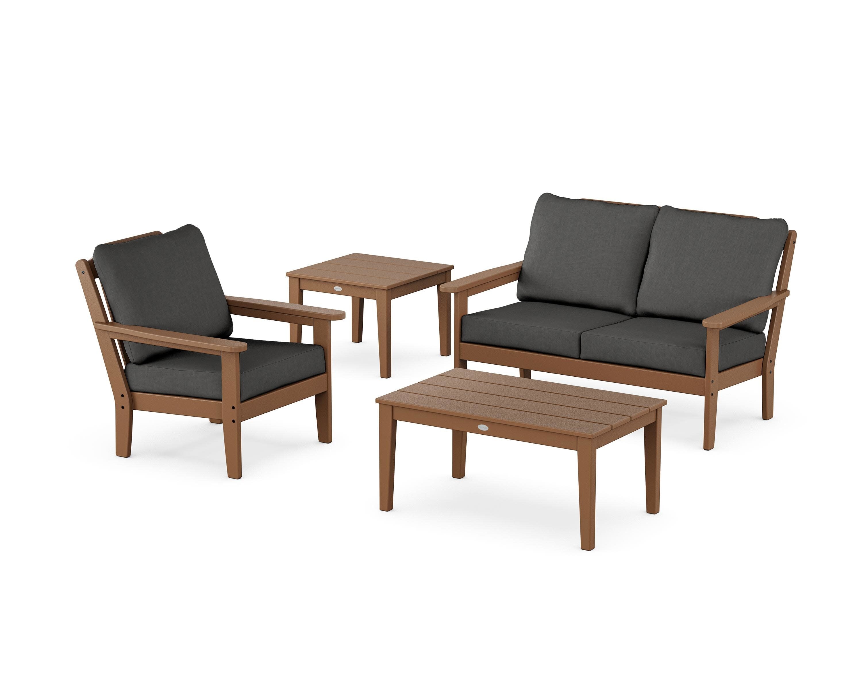Wovendale 4-Piece Deep Seating Set in Teak / Spectrum Carbon