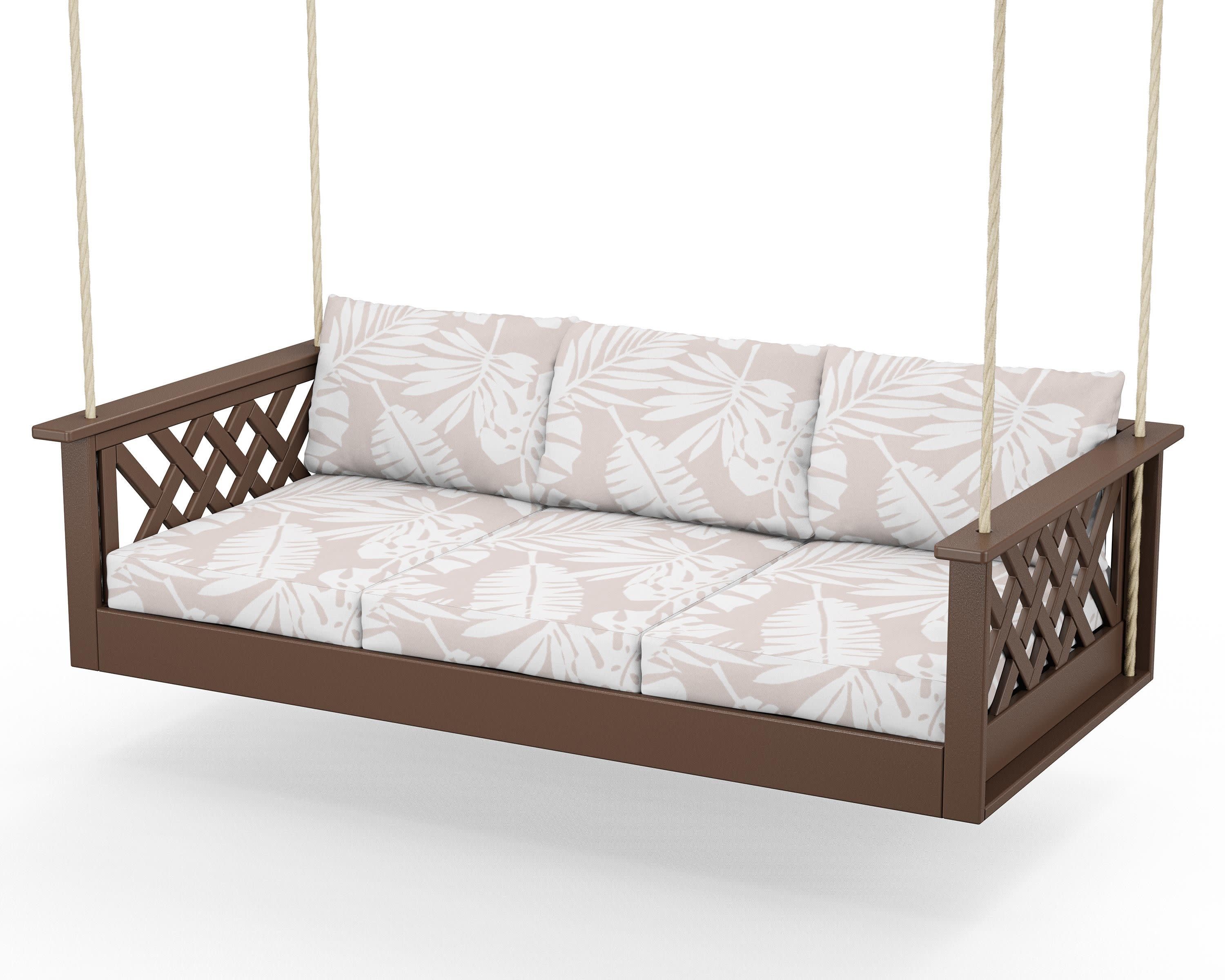 Wovendale Daybed Swing in Mahogany / Leaf Dune Burlap