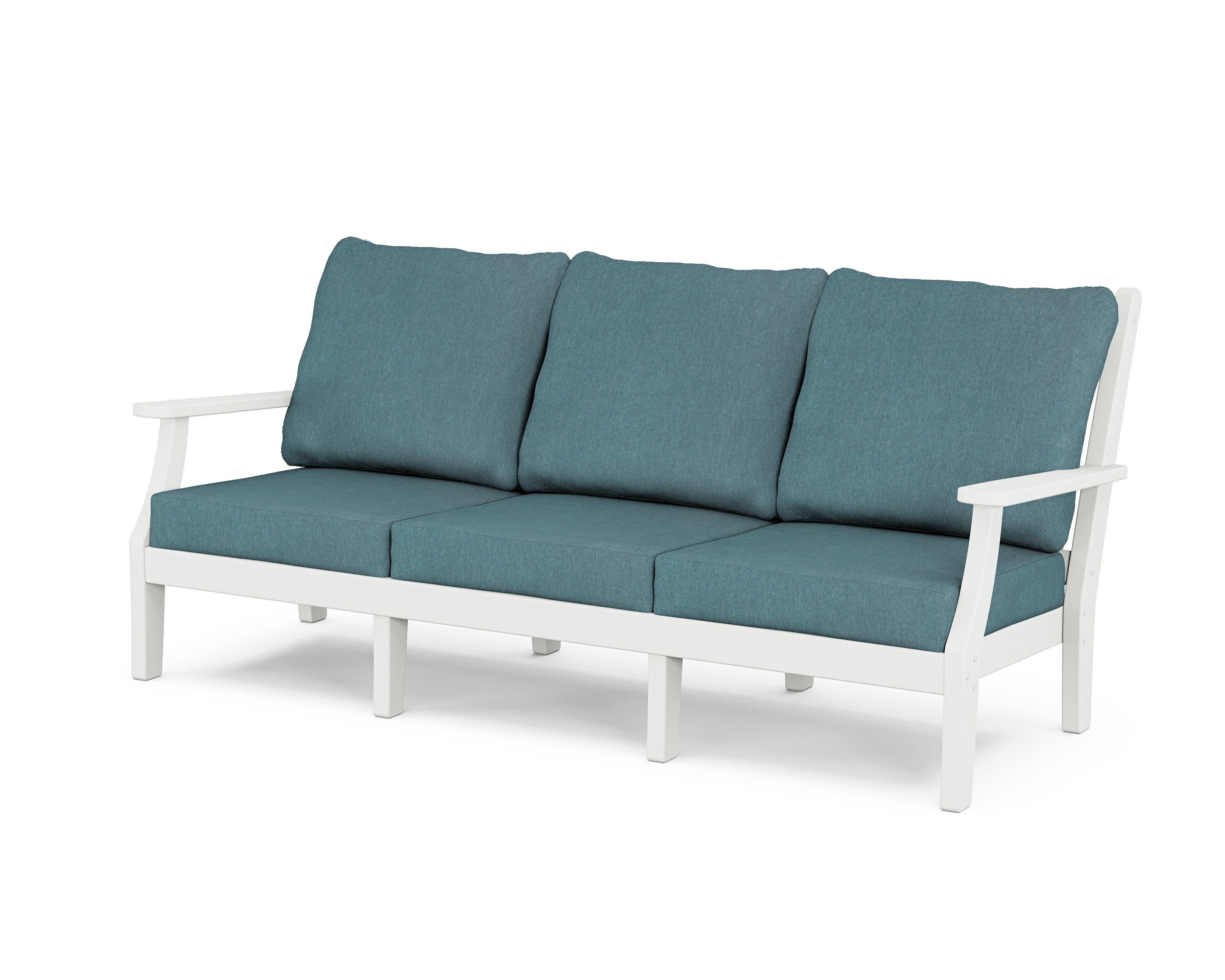 Wovendale Deep Seating Sofa in White / Ocean Teal
