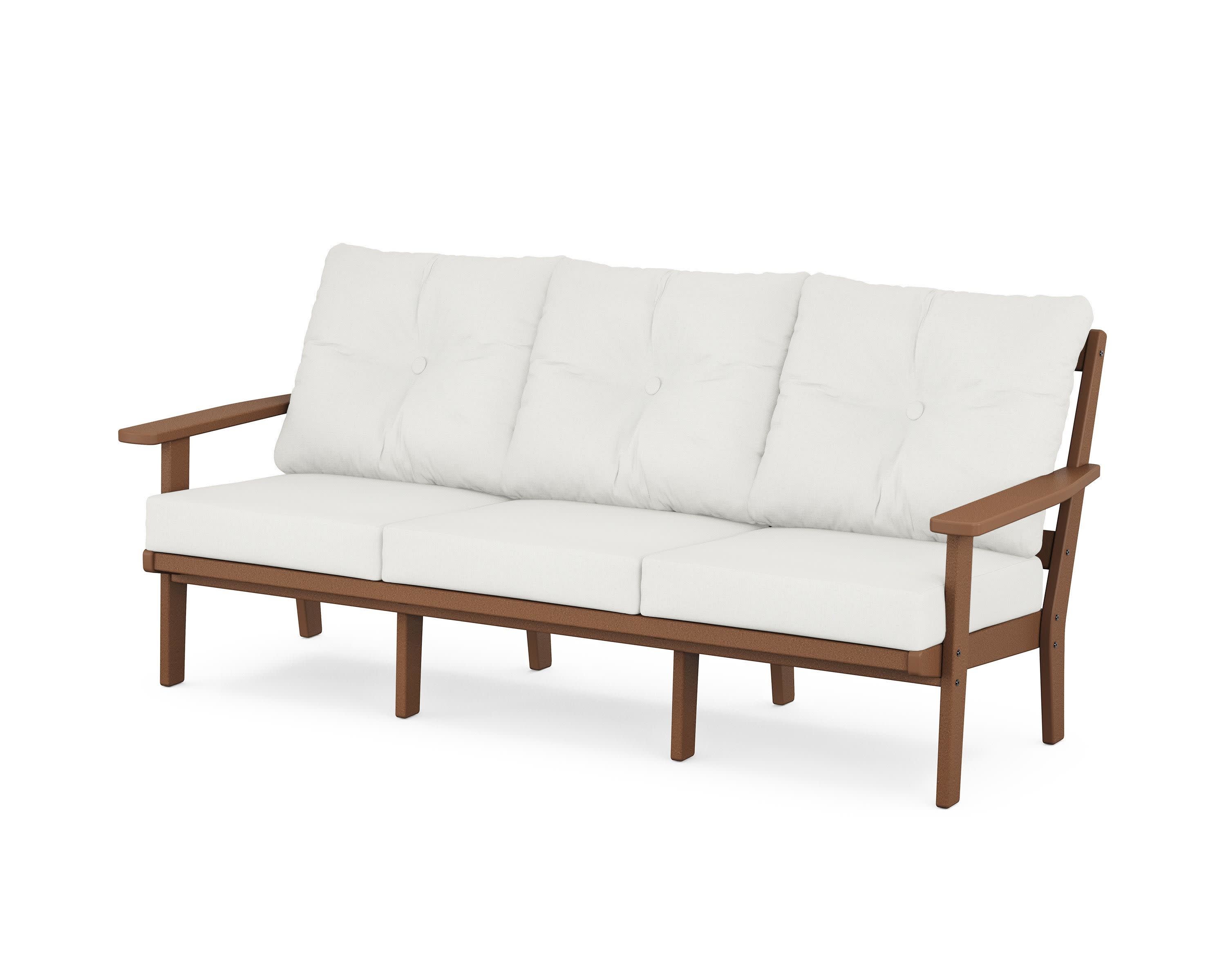 PrairieDeep Seating Sofa in Teak / Natural Linen