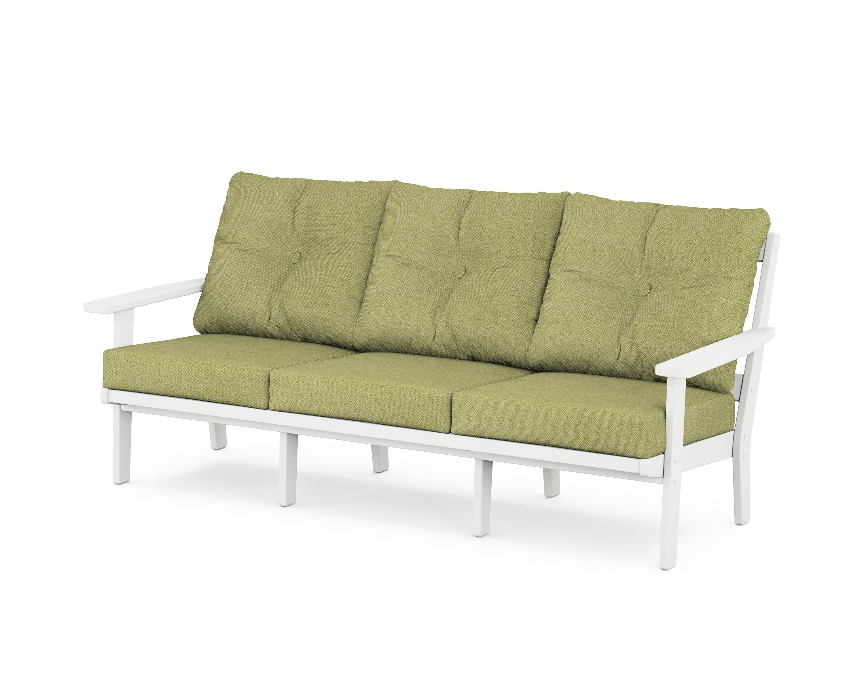 PrairieDeep Seating Sofa in White / Chartreuse Boucle