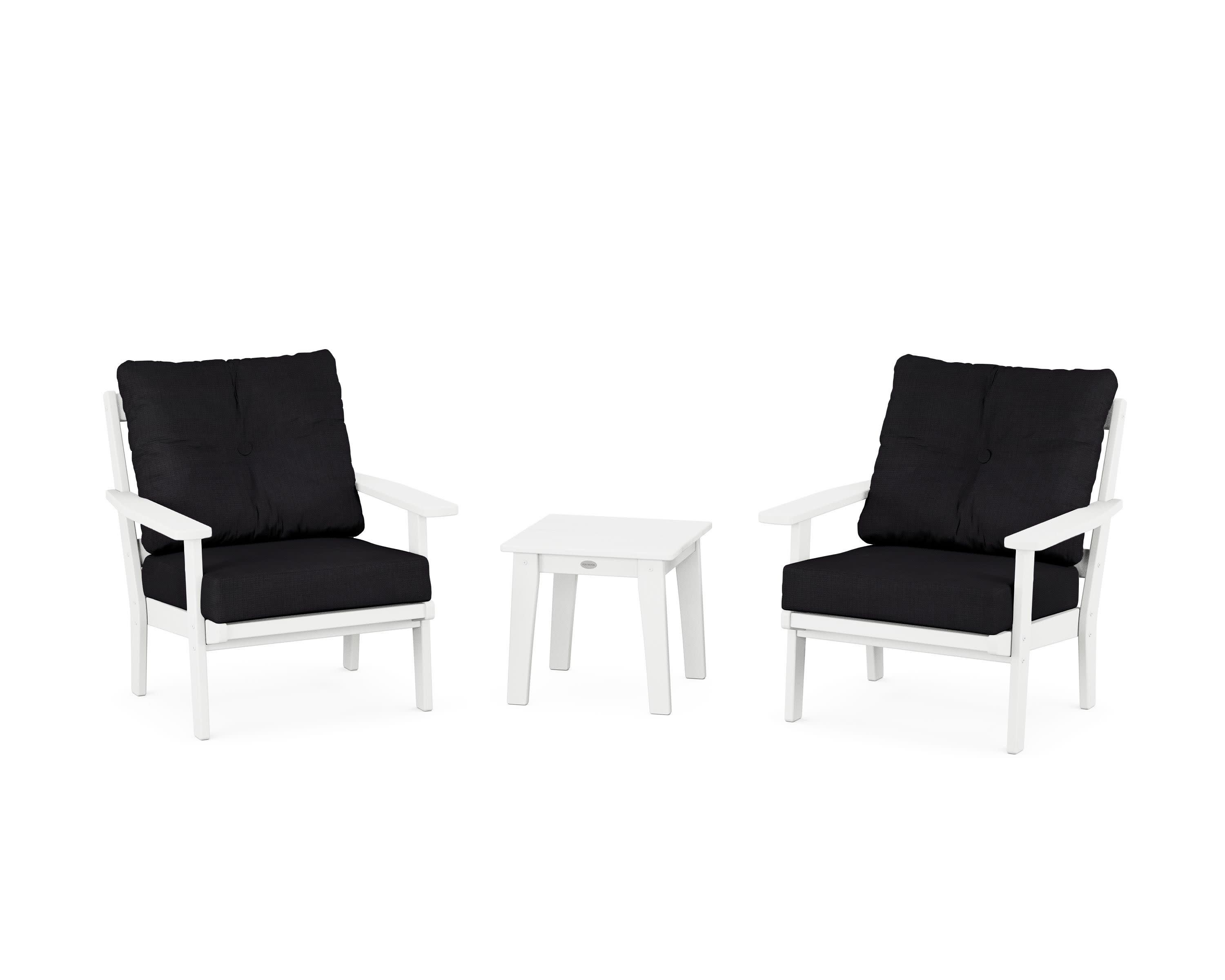Prairie 3-Piece Deep Seating Set in White / Midnight Linen