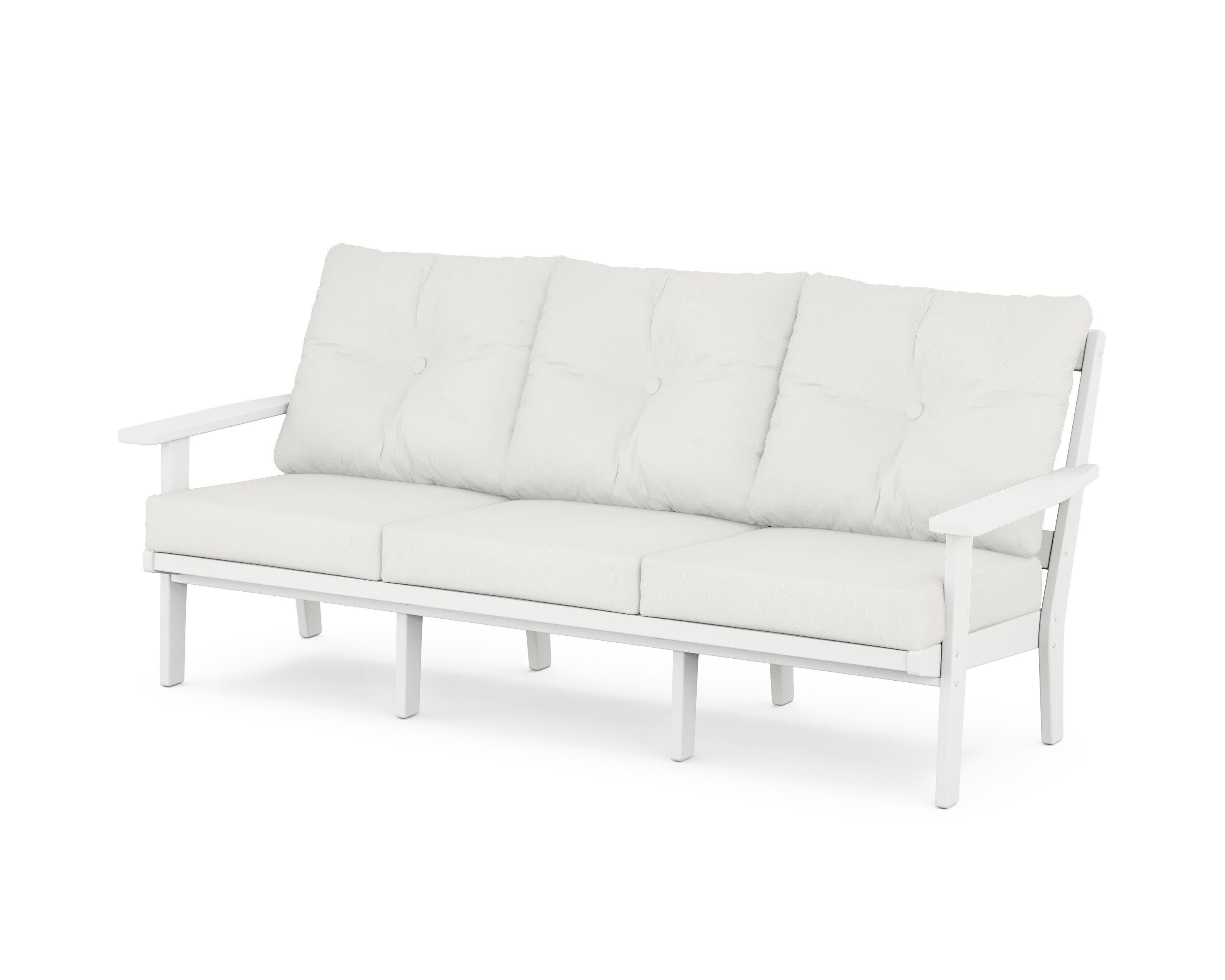 PrairieDeep Seating Sofa in White / Natural Linen