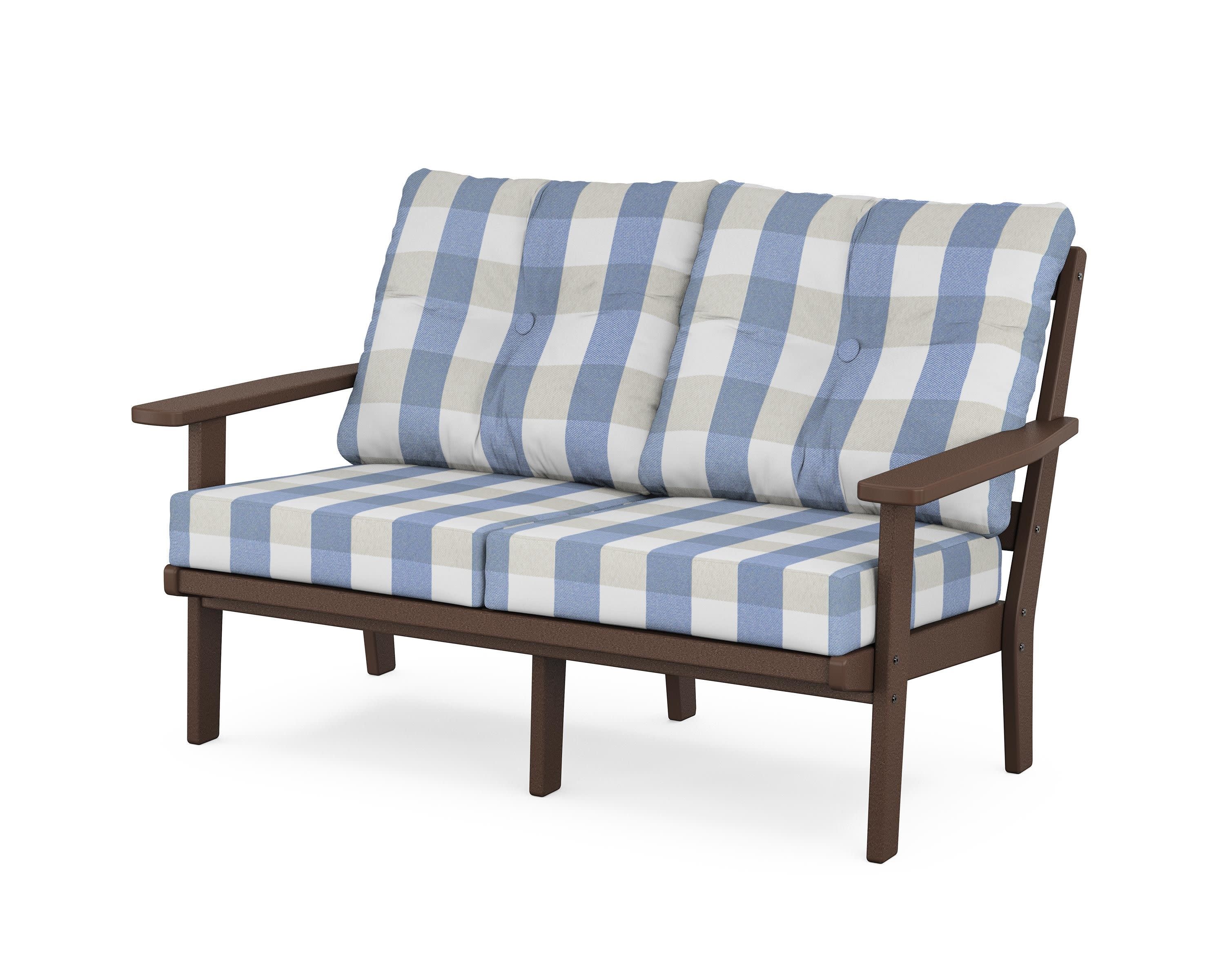 Prairie Deep SeatingLoveseat in Mahogany / Buffalo Plaid Sky Blue