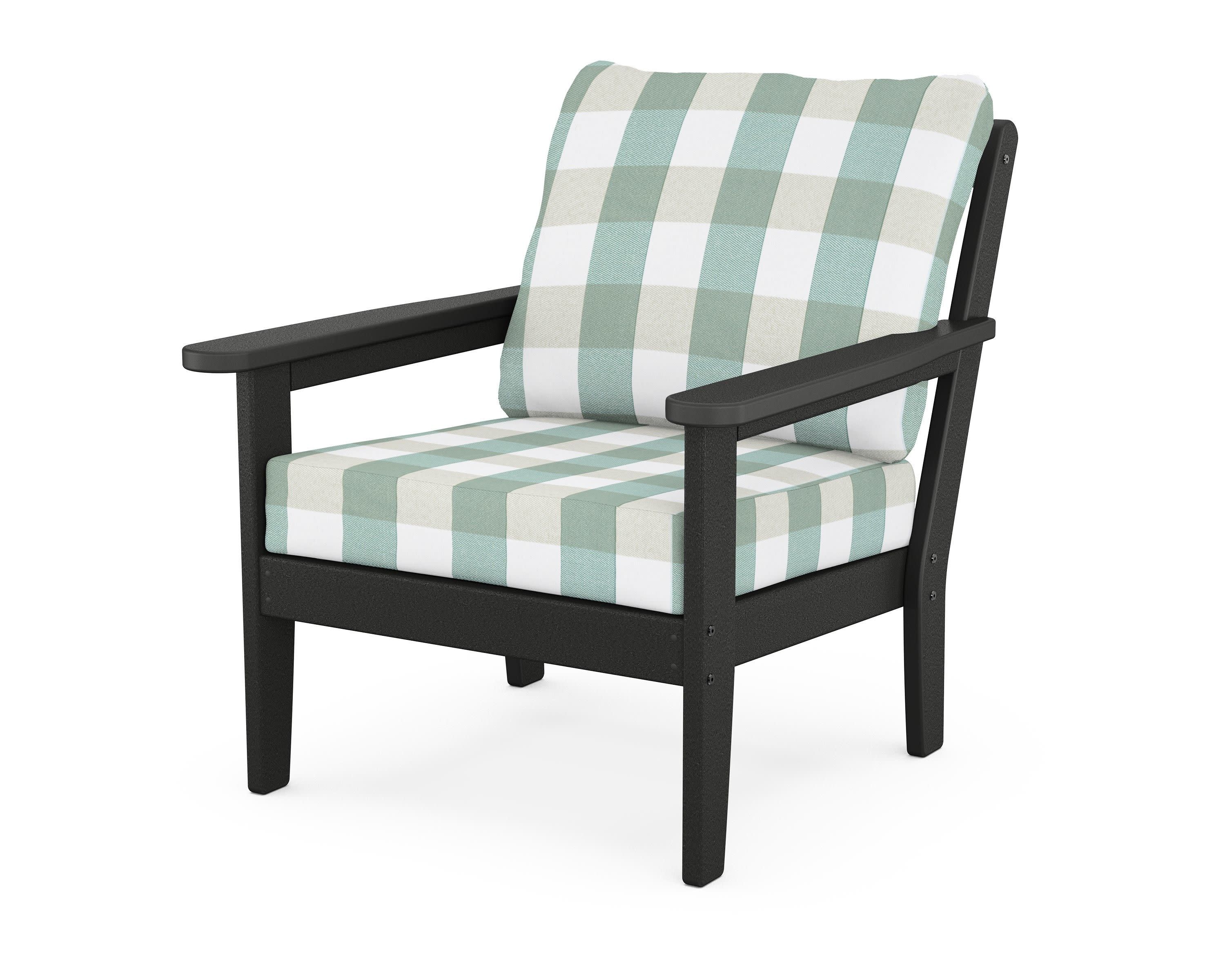 Cottage Deep Seating Chair in Black / Buffalo Plaid Glacier Spa
