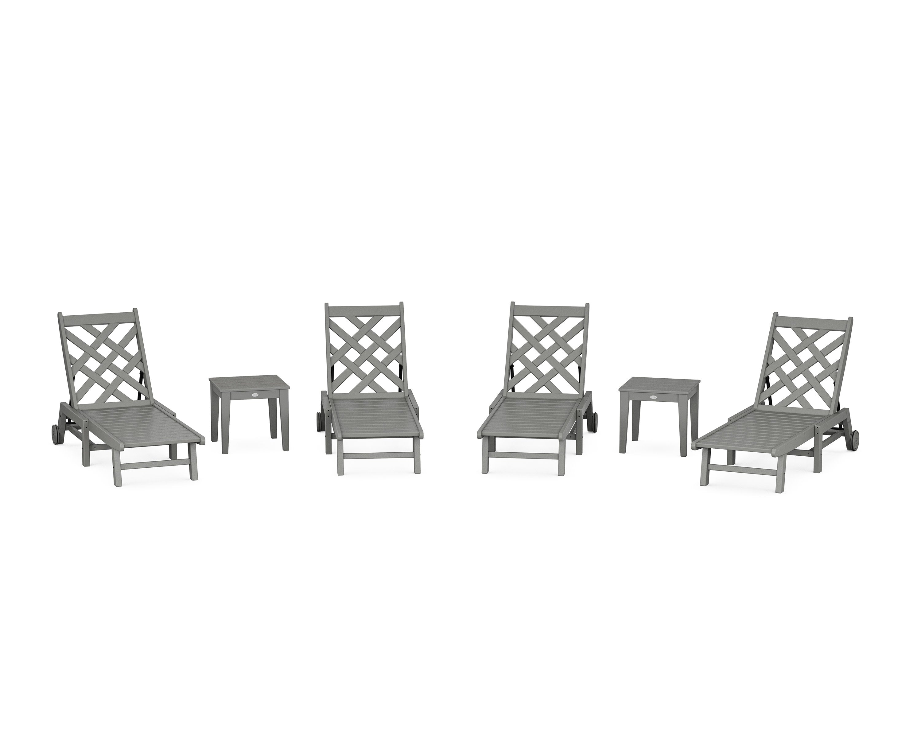Wovendale 6-Piece Chaise Set with Wheels in Slate Grey