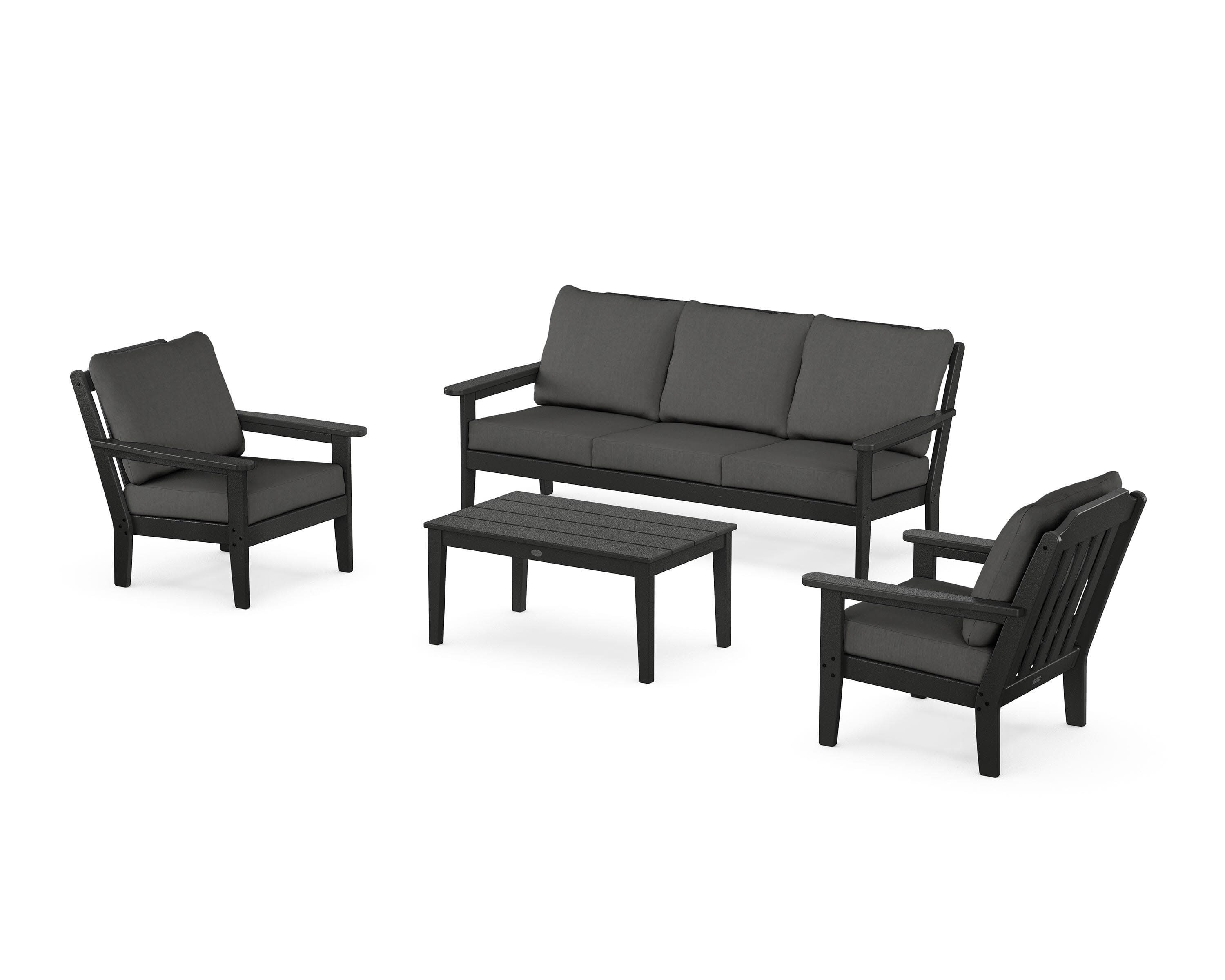 Cottage 4-Piece Deep Seating Set with Sofa in Black / Spectrum Carbon