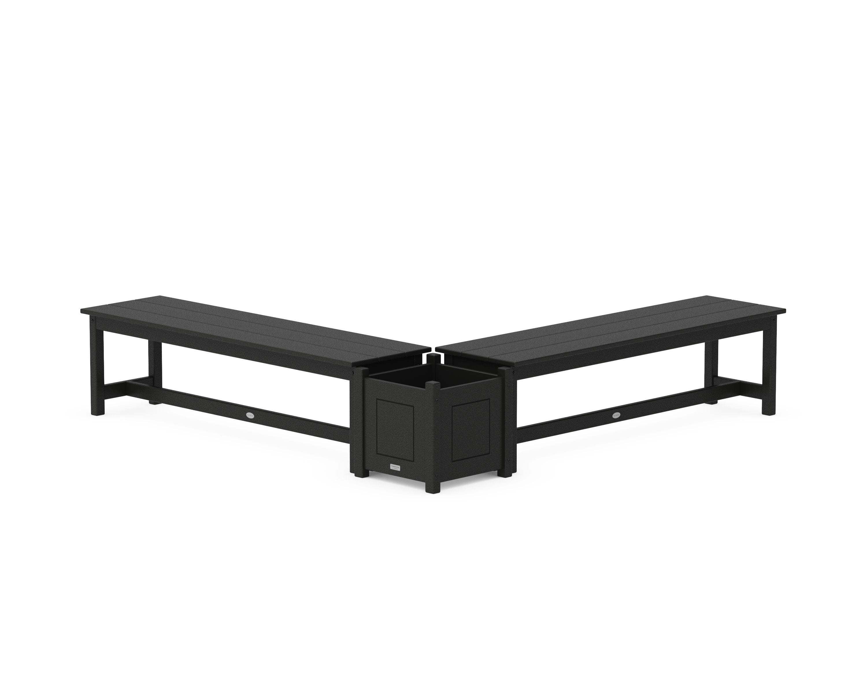 60" Country Living L- Shaped Planter Bench Set in Black
