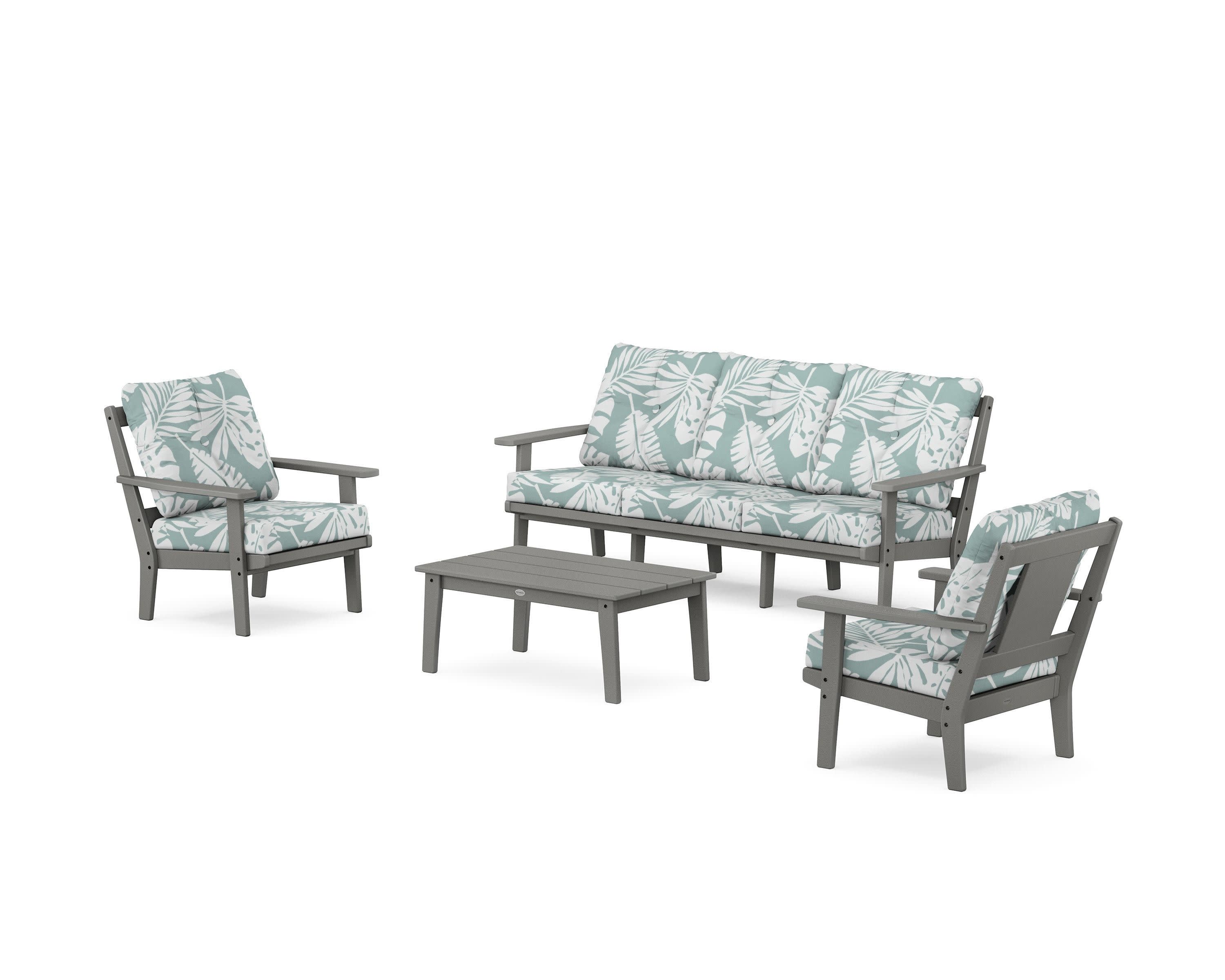 Prairie 4-Piece Deep Seating Set with Sofa in Slate Grey / Leaf Glacier Spa