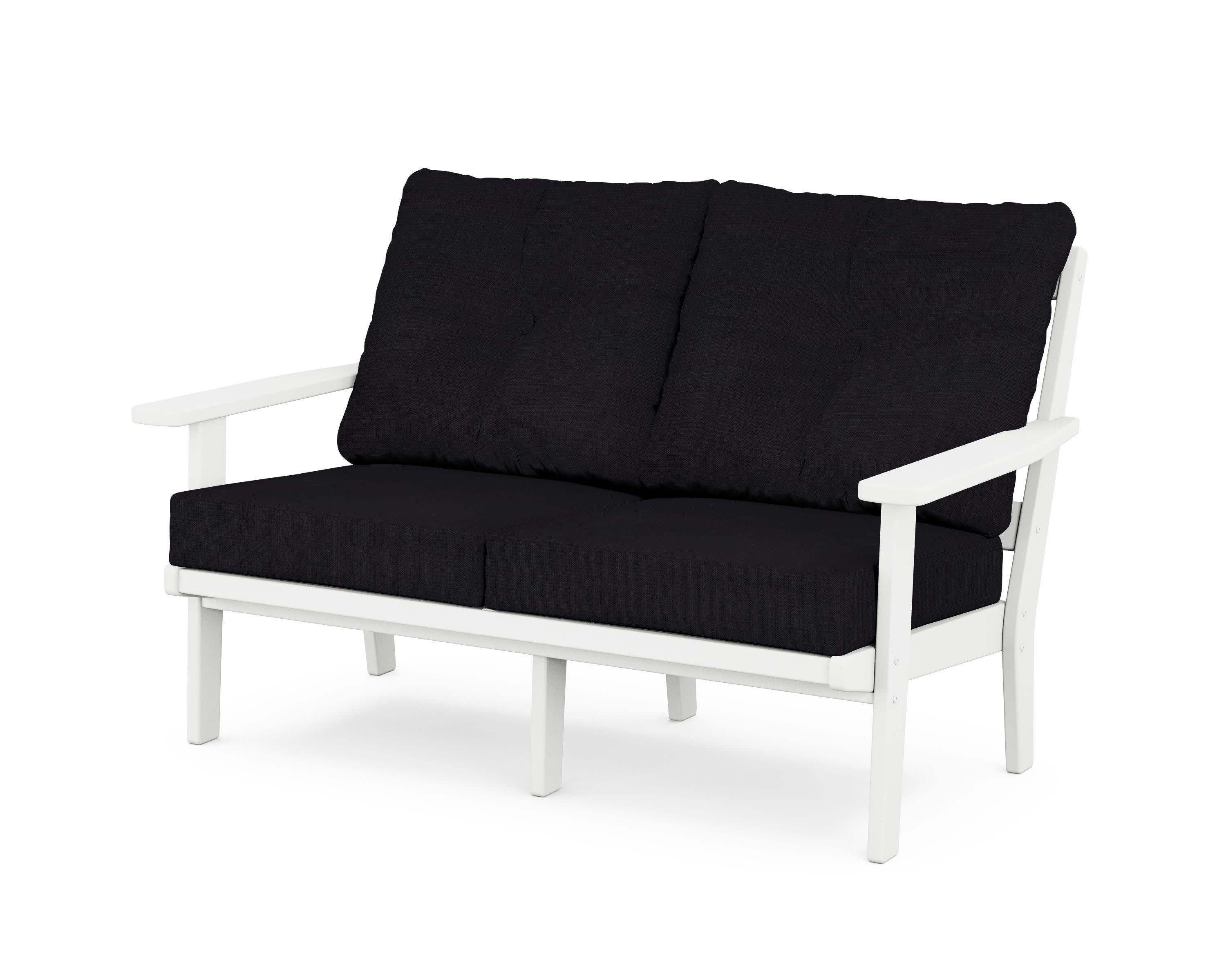Prairie Deep SeatingLoveseat in White / Midnight Linen