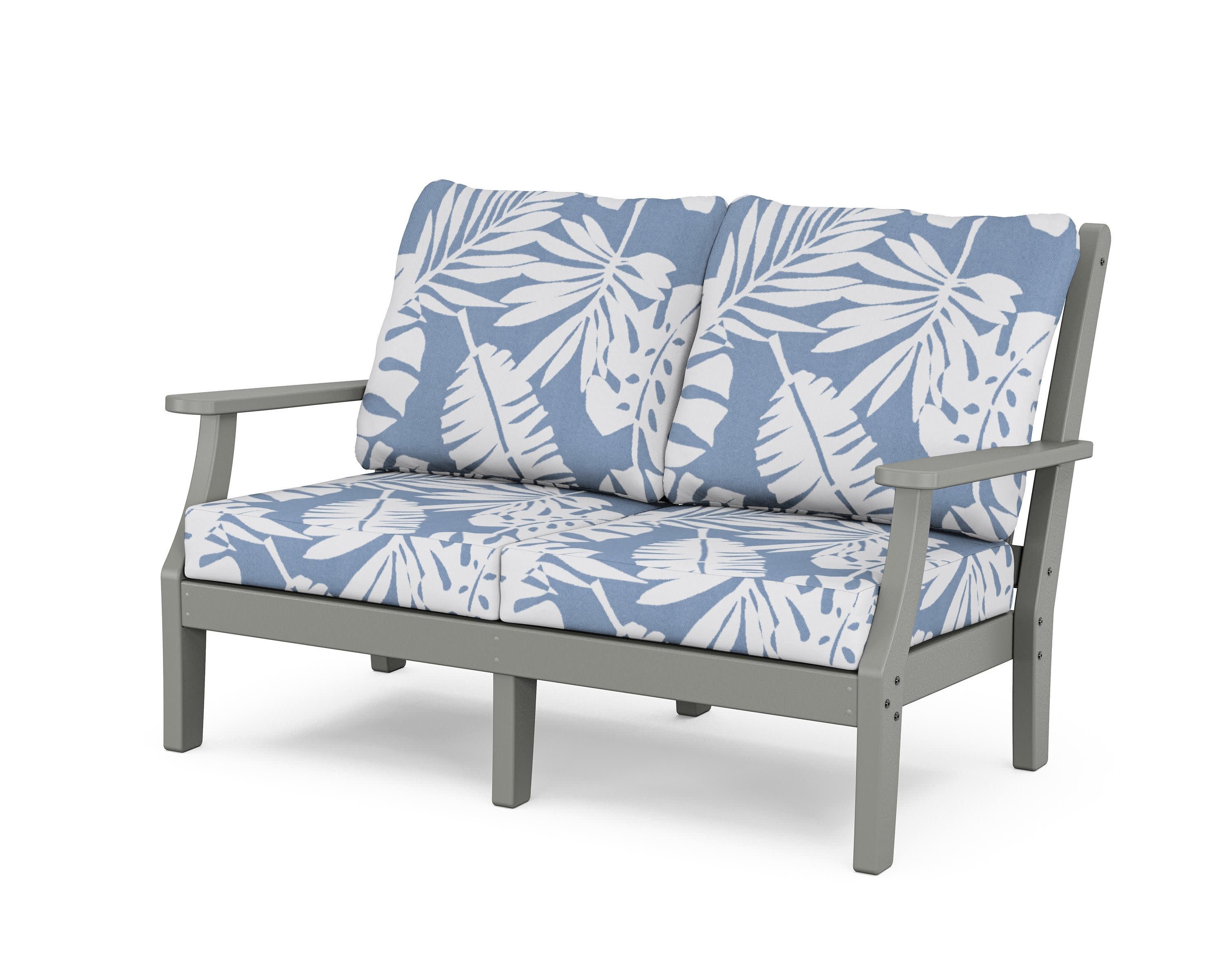 Wovendale Deep Seating Loveseat in Slate Grey / Leaf Sky Blue