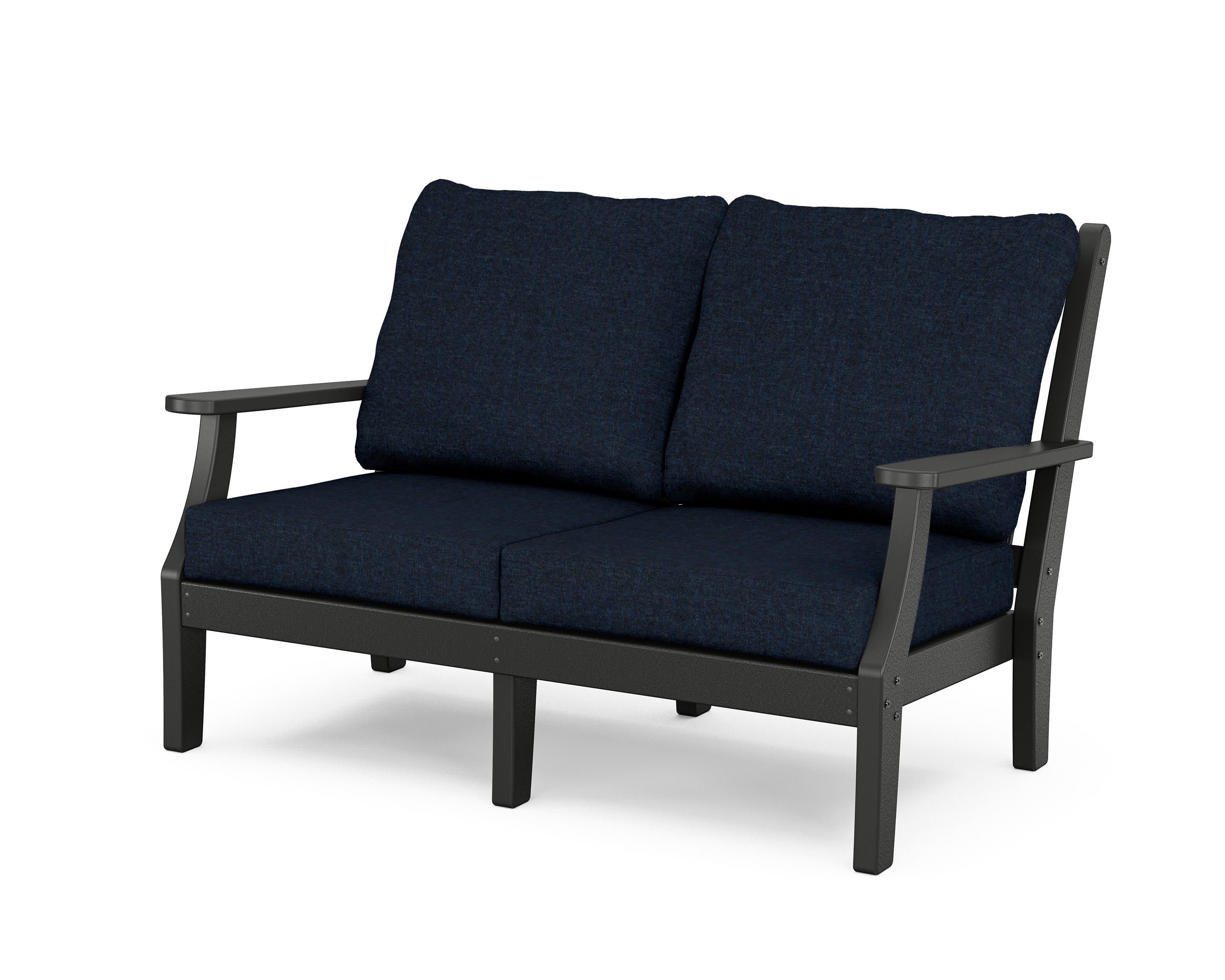 Wovendale Deep Seating Loveseat in Black / Marine Indigo