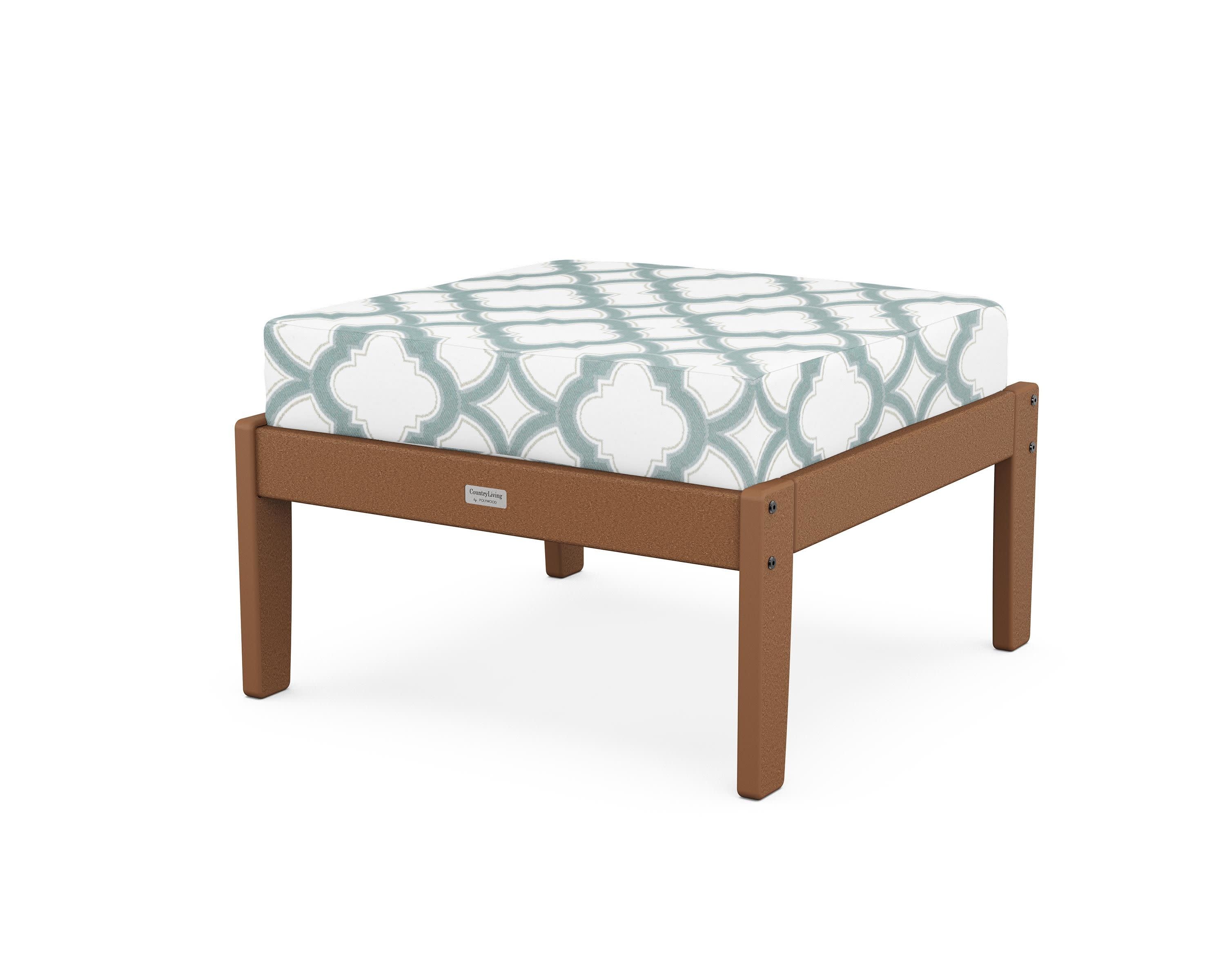 Cottage Deep Seating Ottoman in Teak / Trellis Glacier Spa