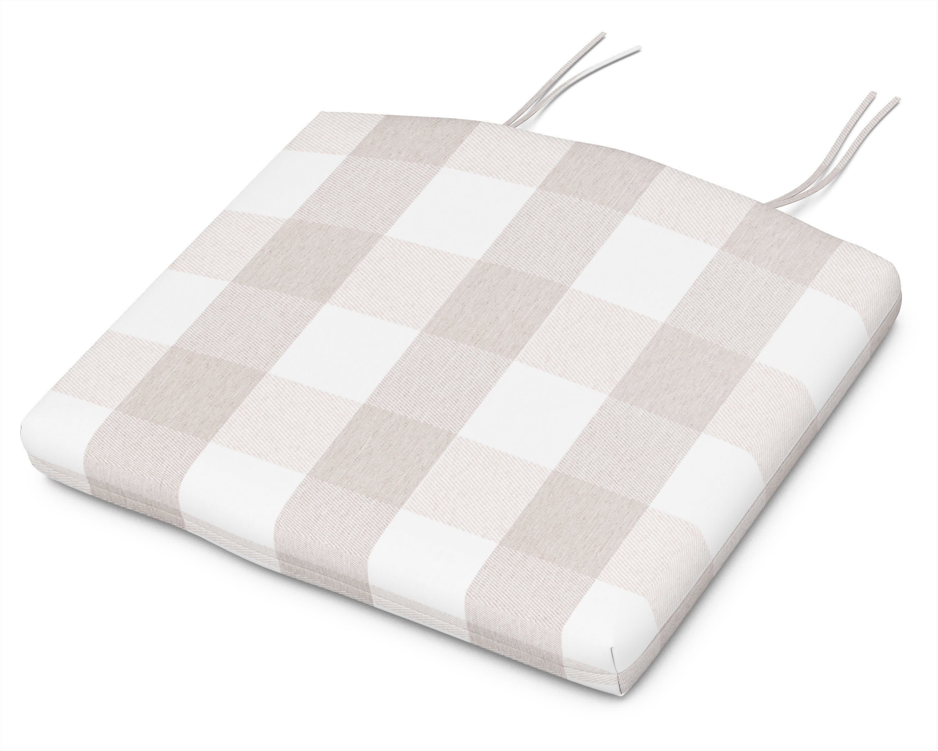 Standard Seat Cushion 18"D x 22"W x 2.5"H in Buffalo Plaid Dune Burlap