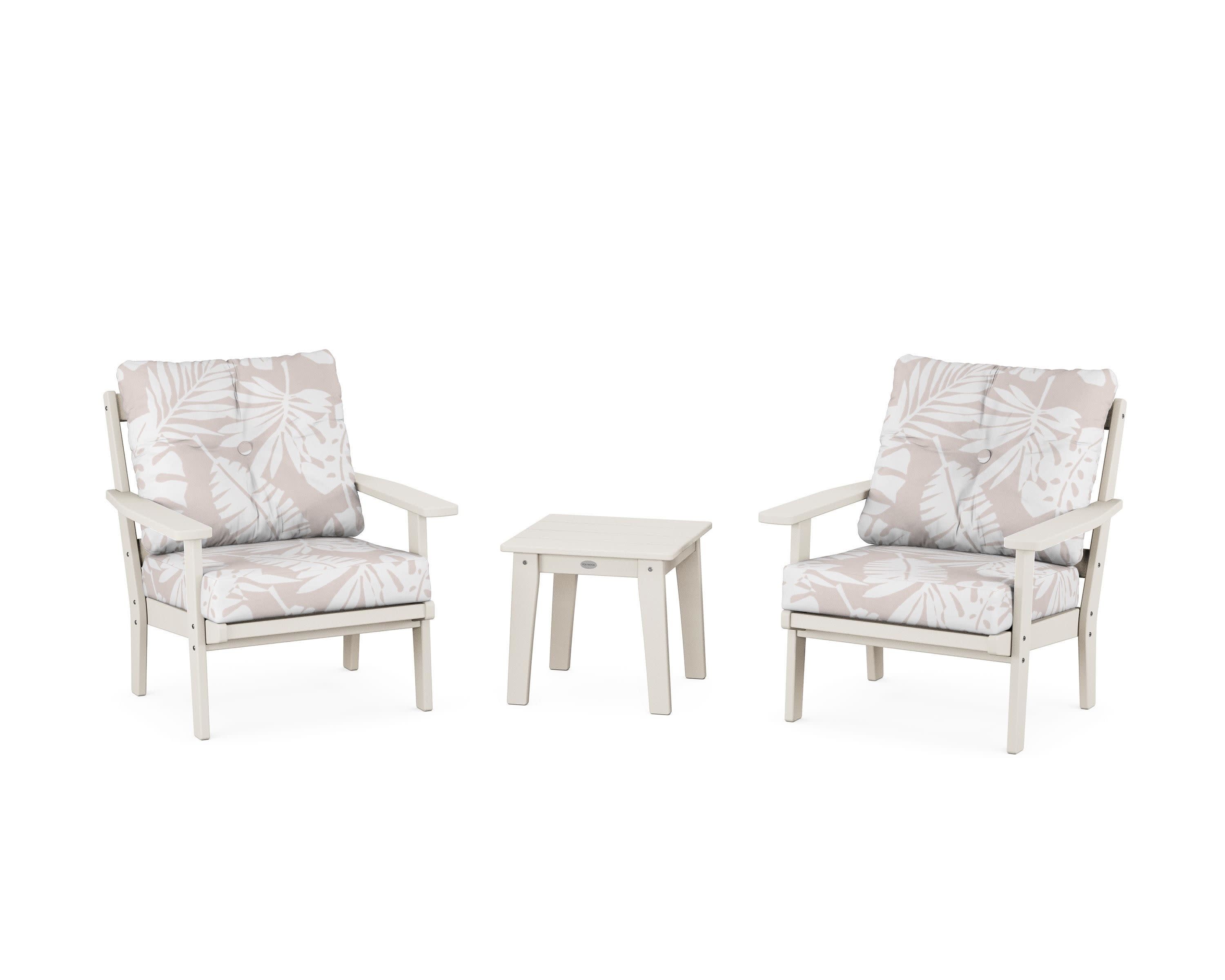 Prairie 3-Piece Deep Seating Set in Sand / Leaf Dune Burlap