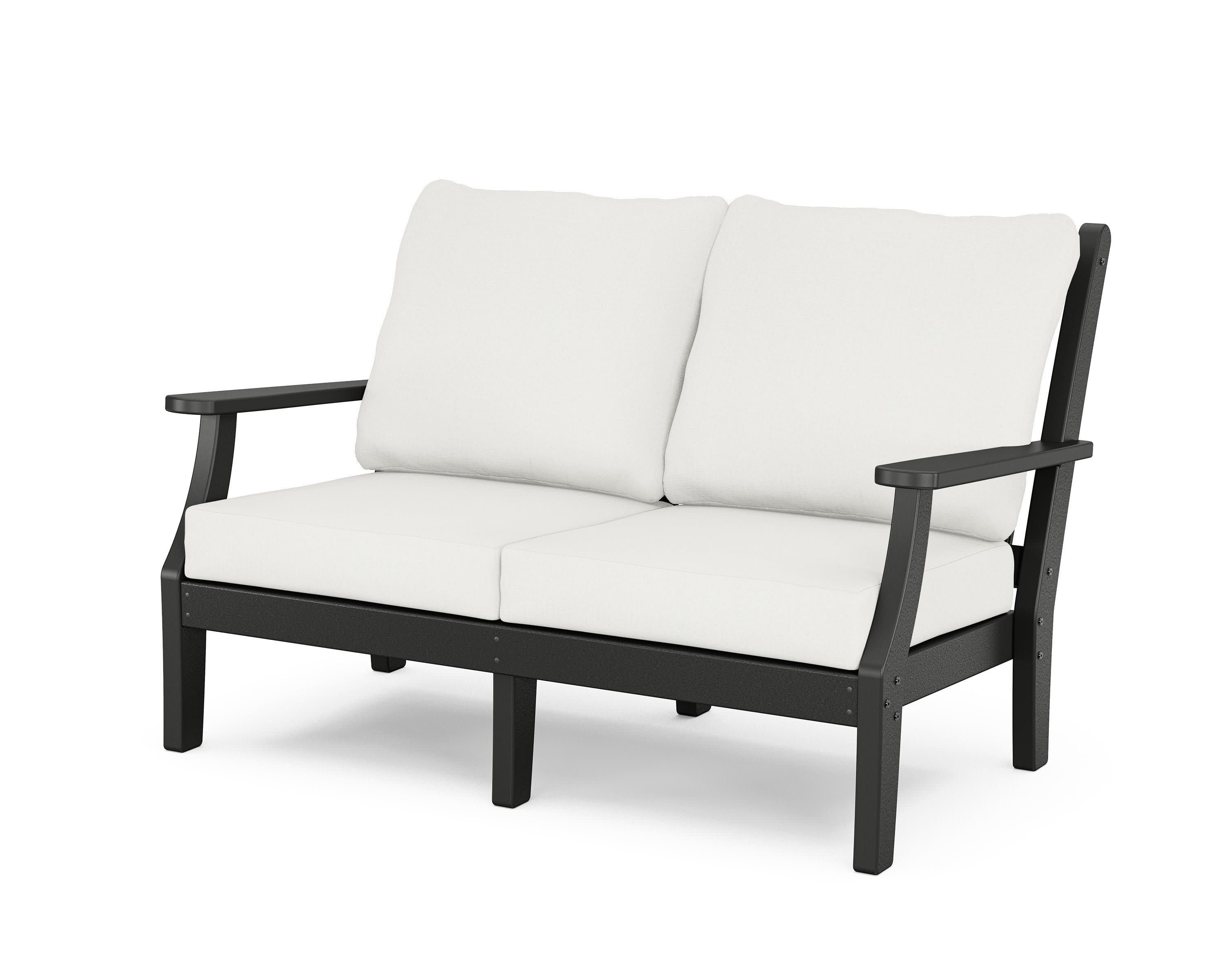 Wovendale Deep Seating Loveseat in Black / Natural Linen