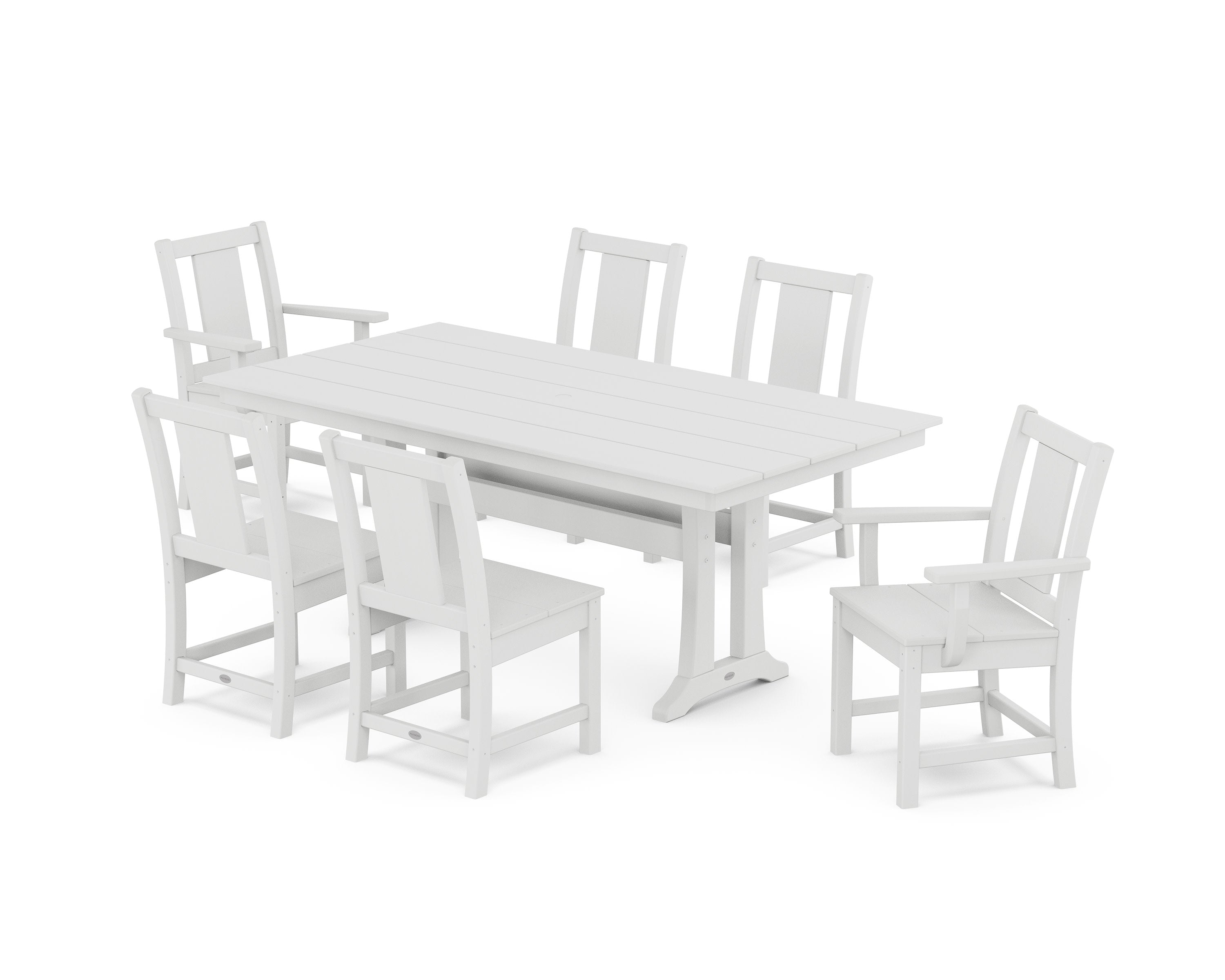 Prairie 7-Piece Farmhouse Dining Set with Trestle Legs in White