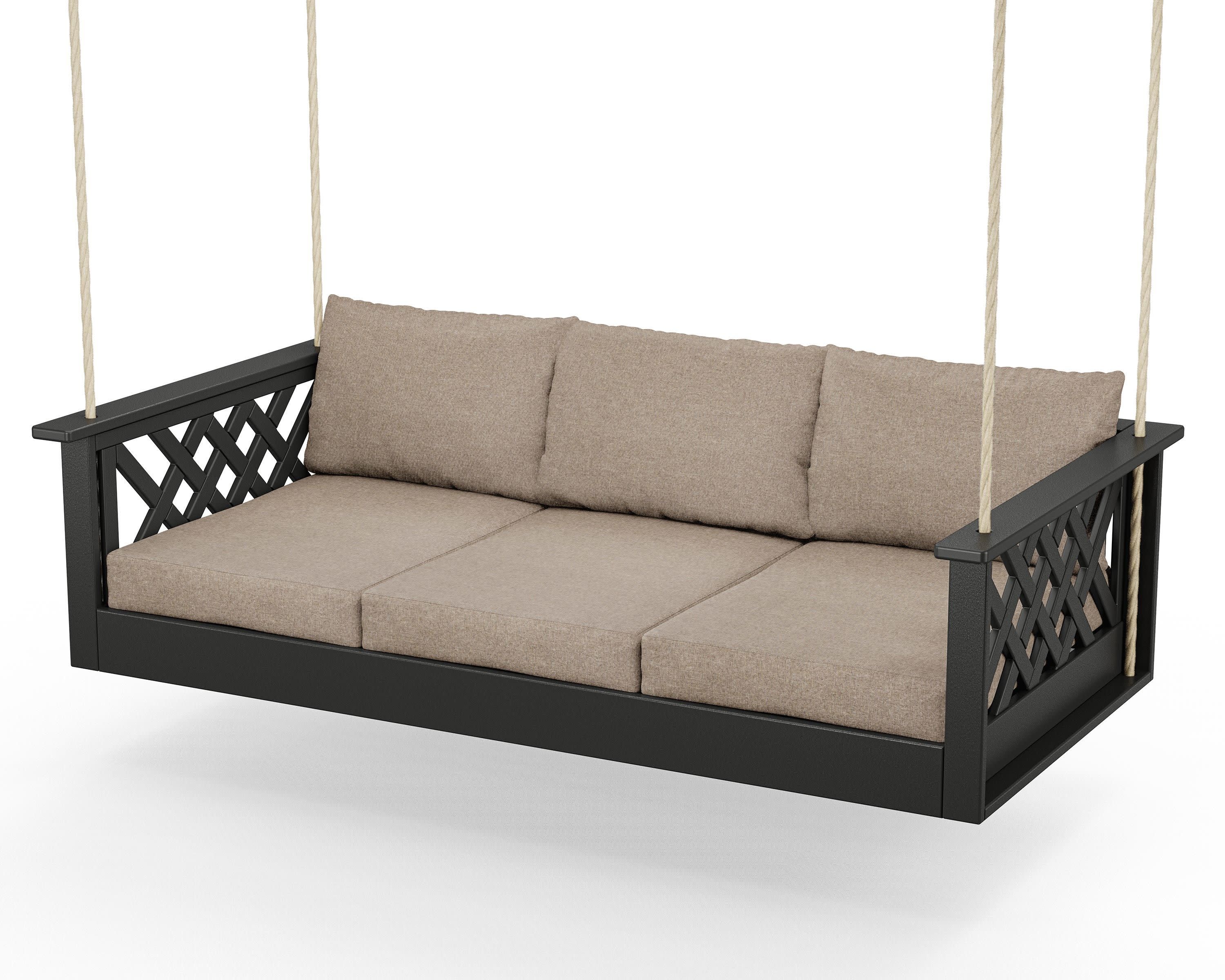 Wovendale Daybed Swing in Black / Spiced Burlap
