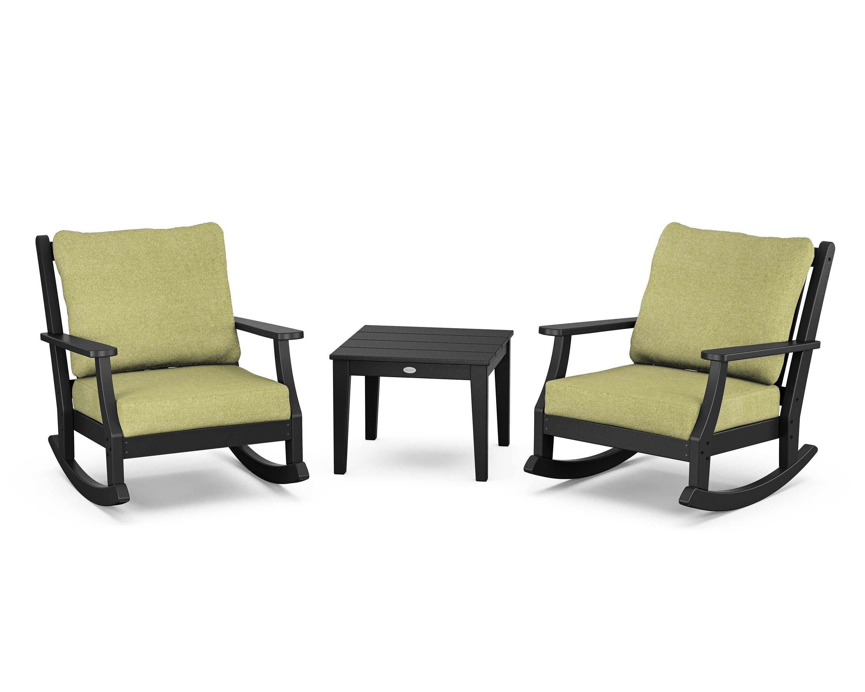 Wovendale 3-Piece Deep Seating Rocker Set in Black / Chartreuse Boucle