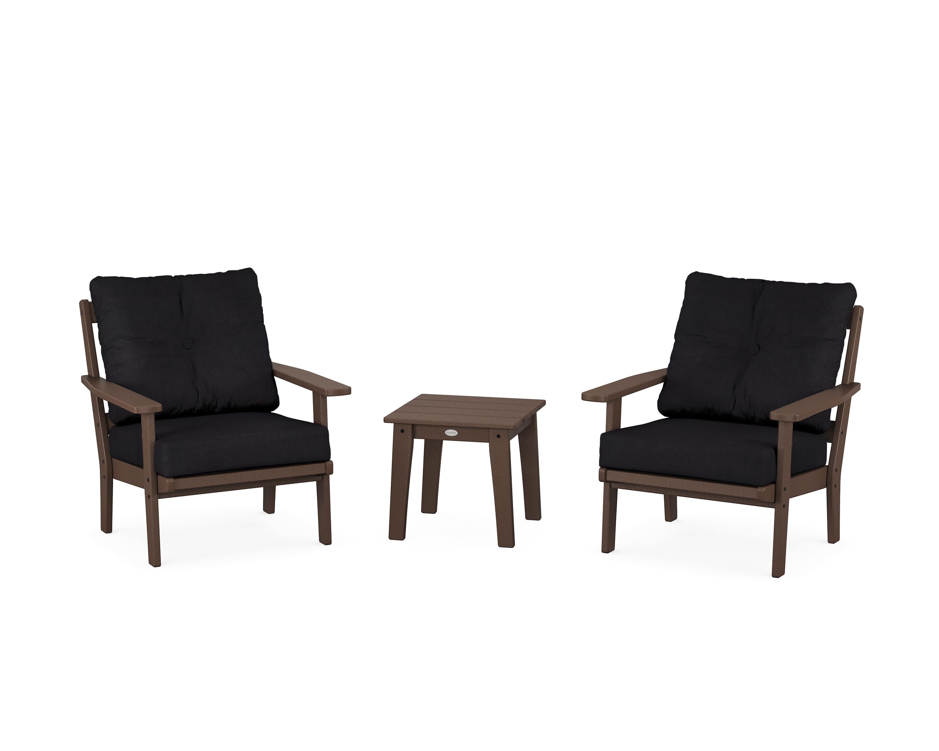 Prairie 3-Piece Deep Seating Set in Mahogany / Midnight Linen
