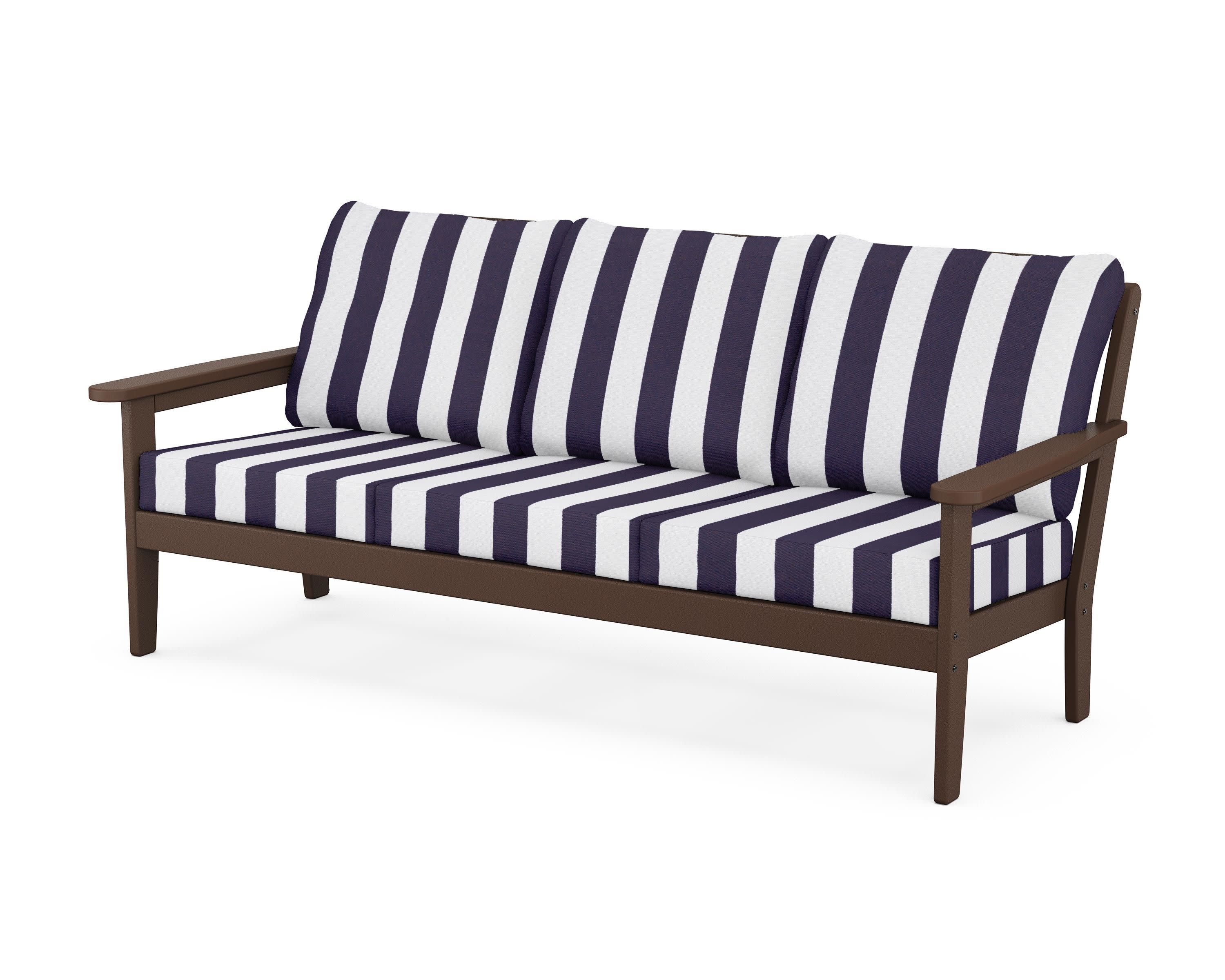 Cottage Deep Seating Sofa in Mahogany / Cabana Stripe Navy