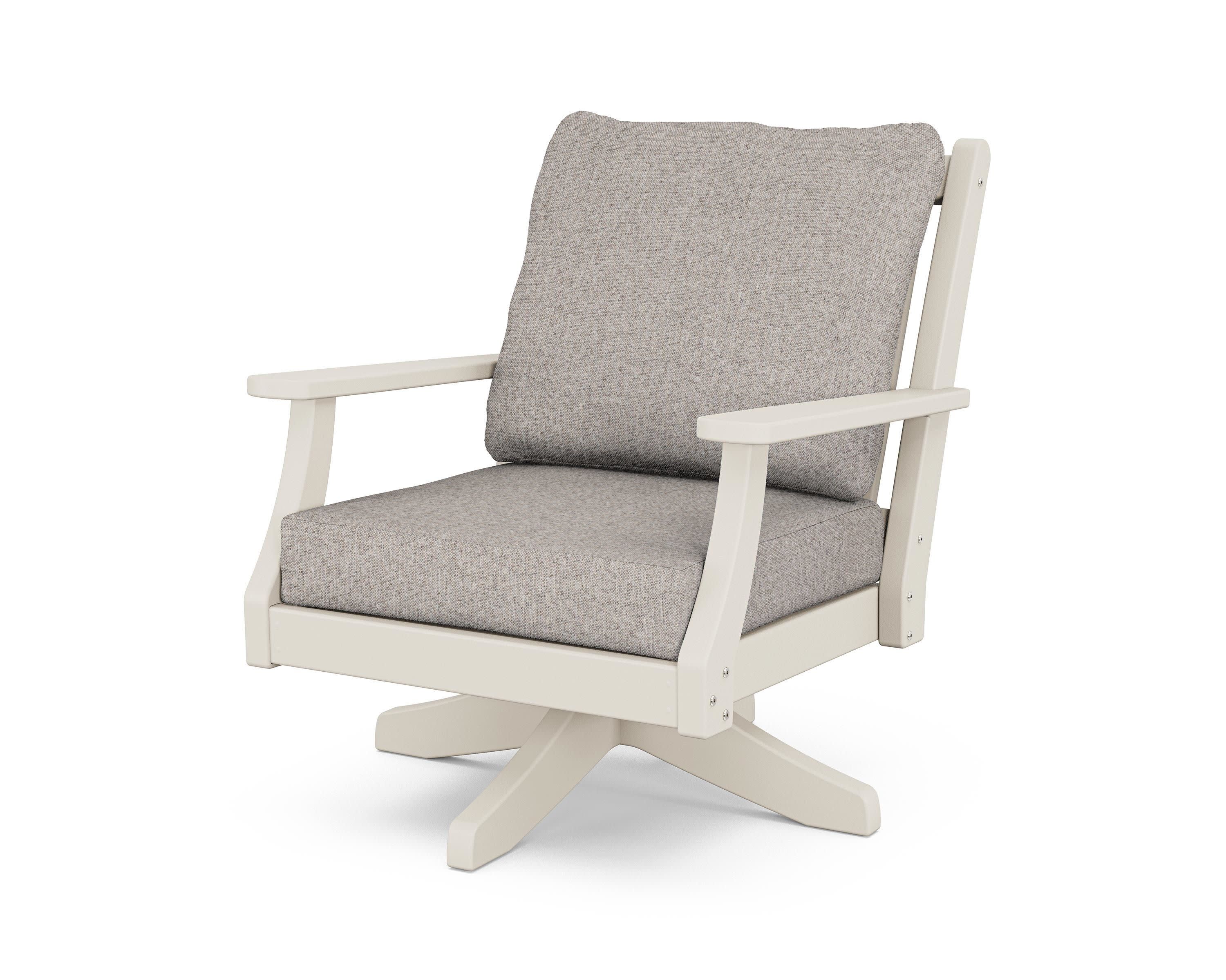 Wovendale Deep Seating Swivel Chair in Sand / Weathered Tweed
