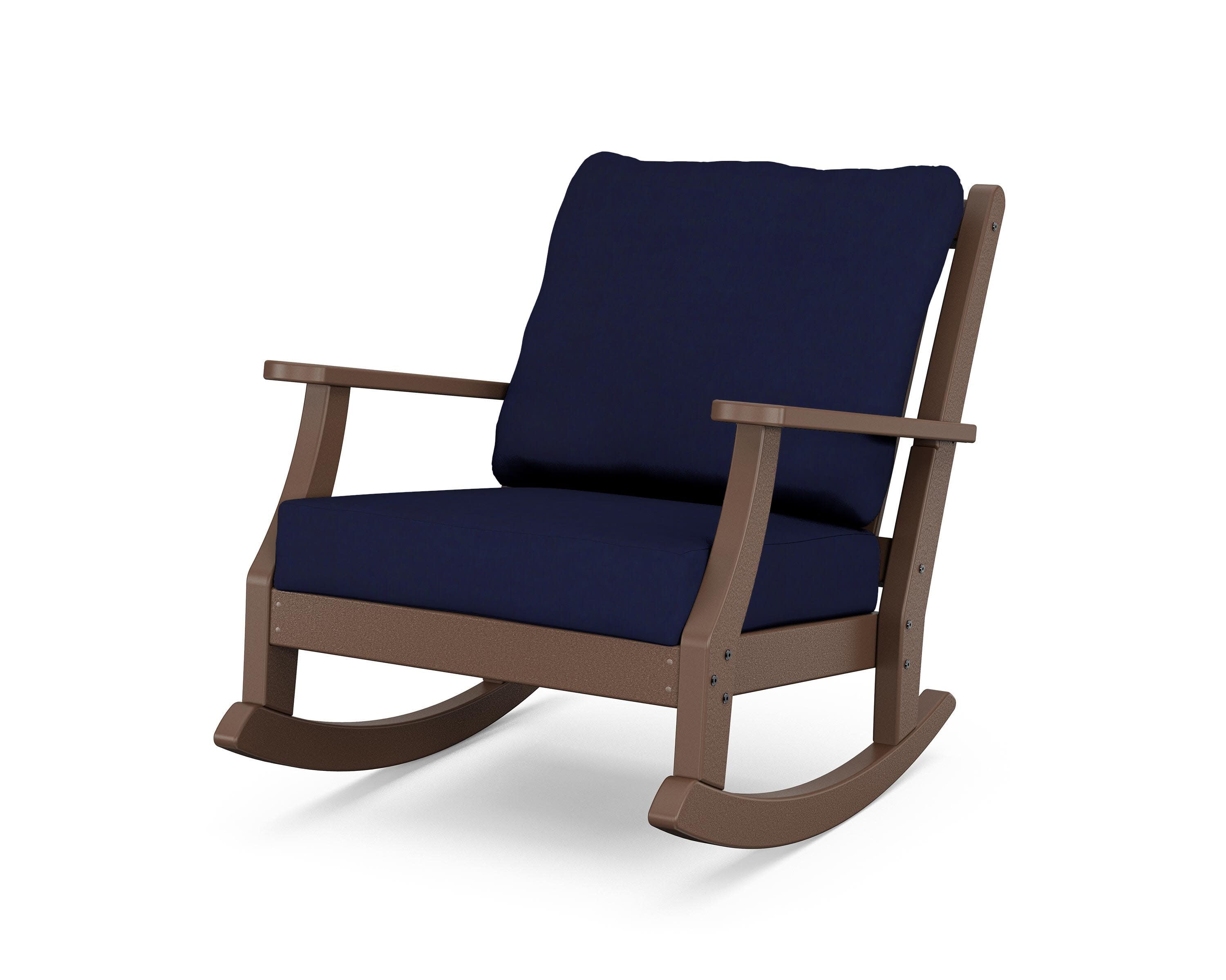 Wovendale Deep Seating Rocking Chair in Mahogany / Navy