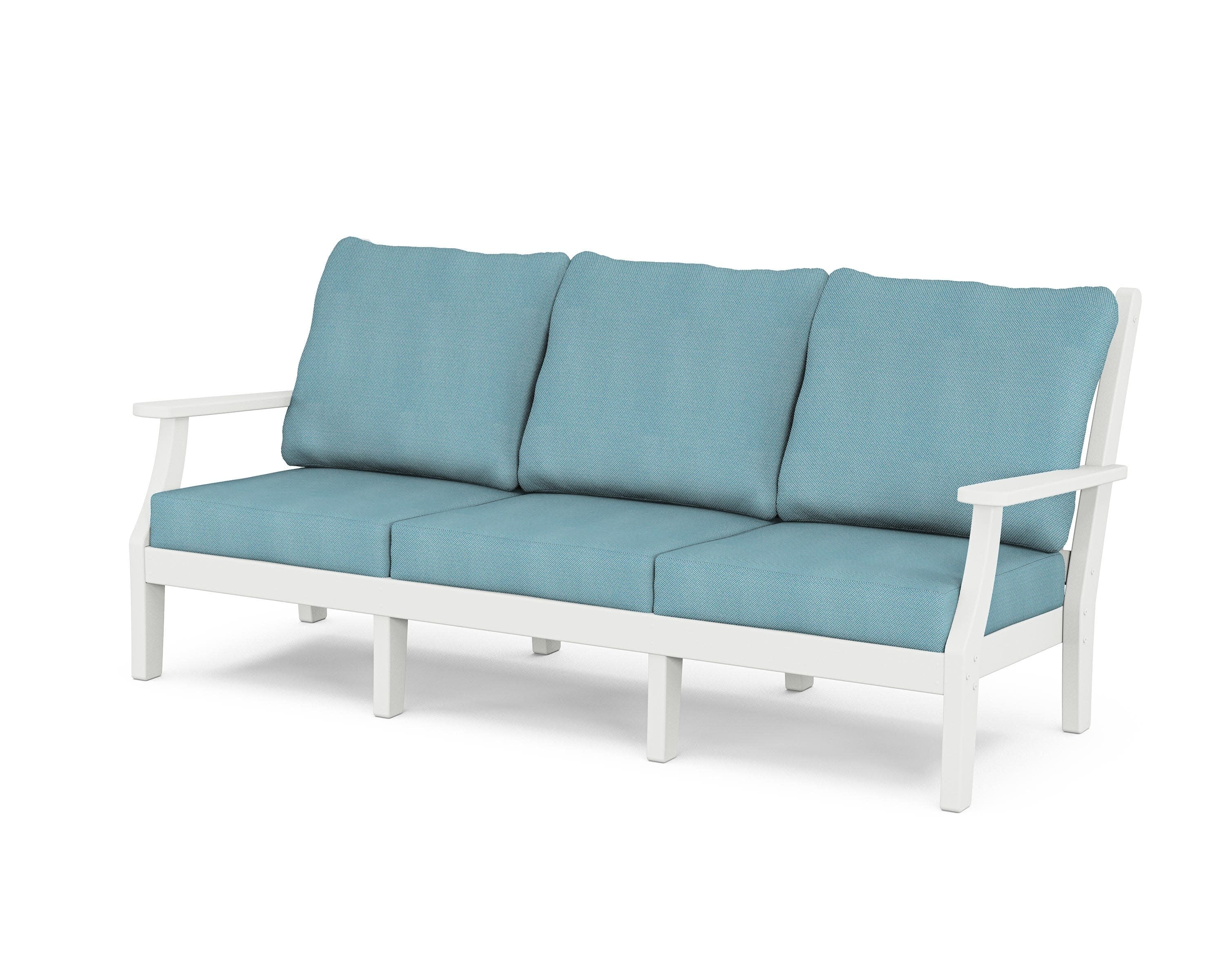 Wovendale Deep Seating Sofa in White / Lattice Sky Blue