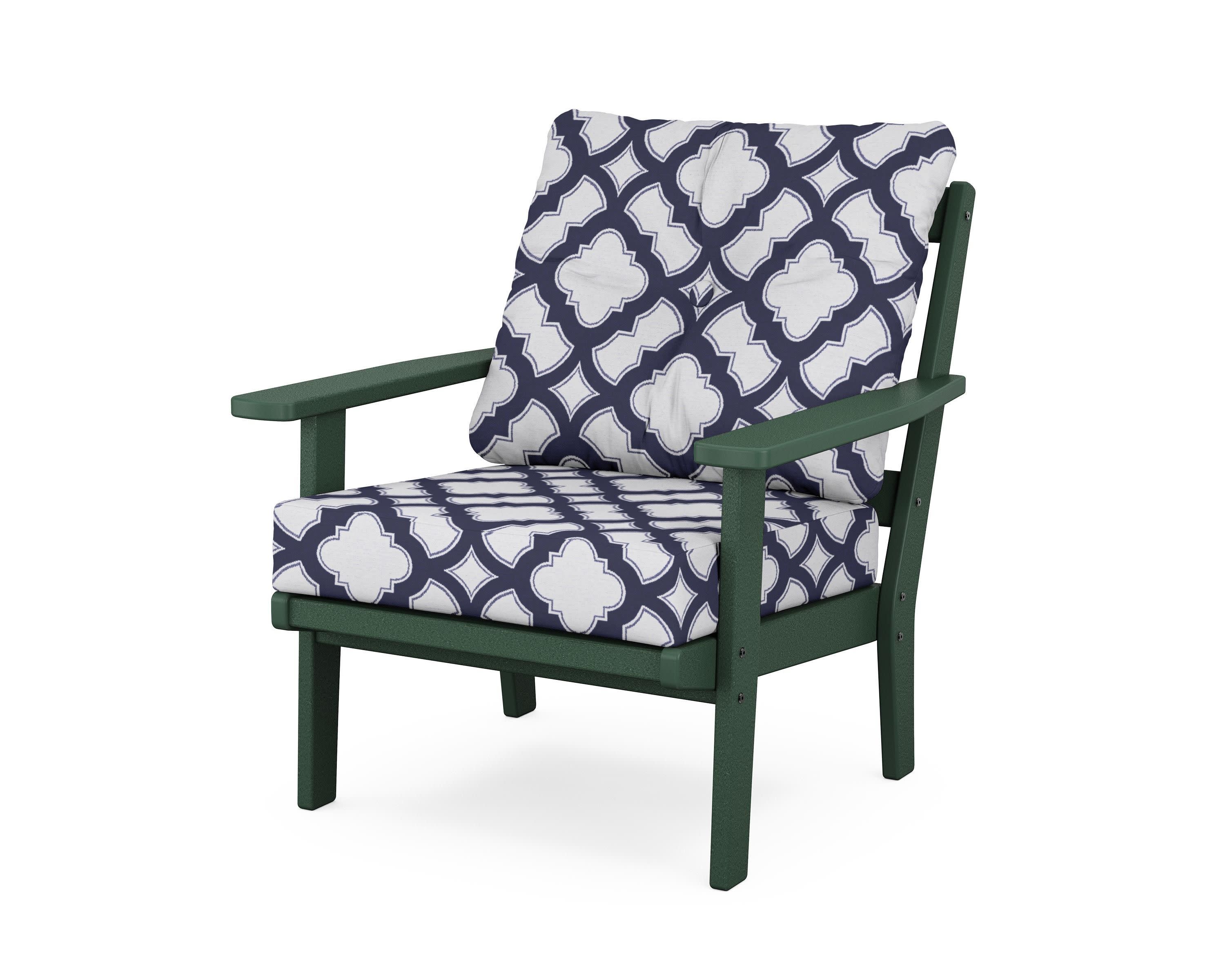 Prairie Deep Seating Chair in Green / Trellis Navy