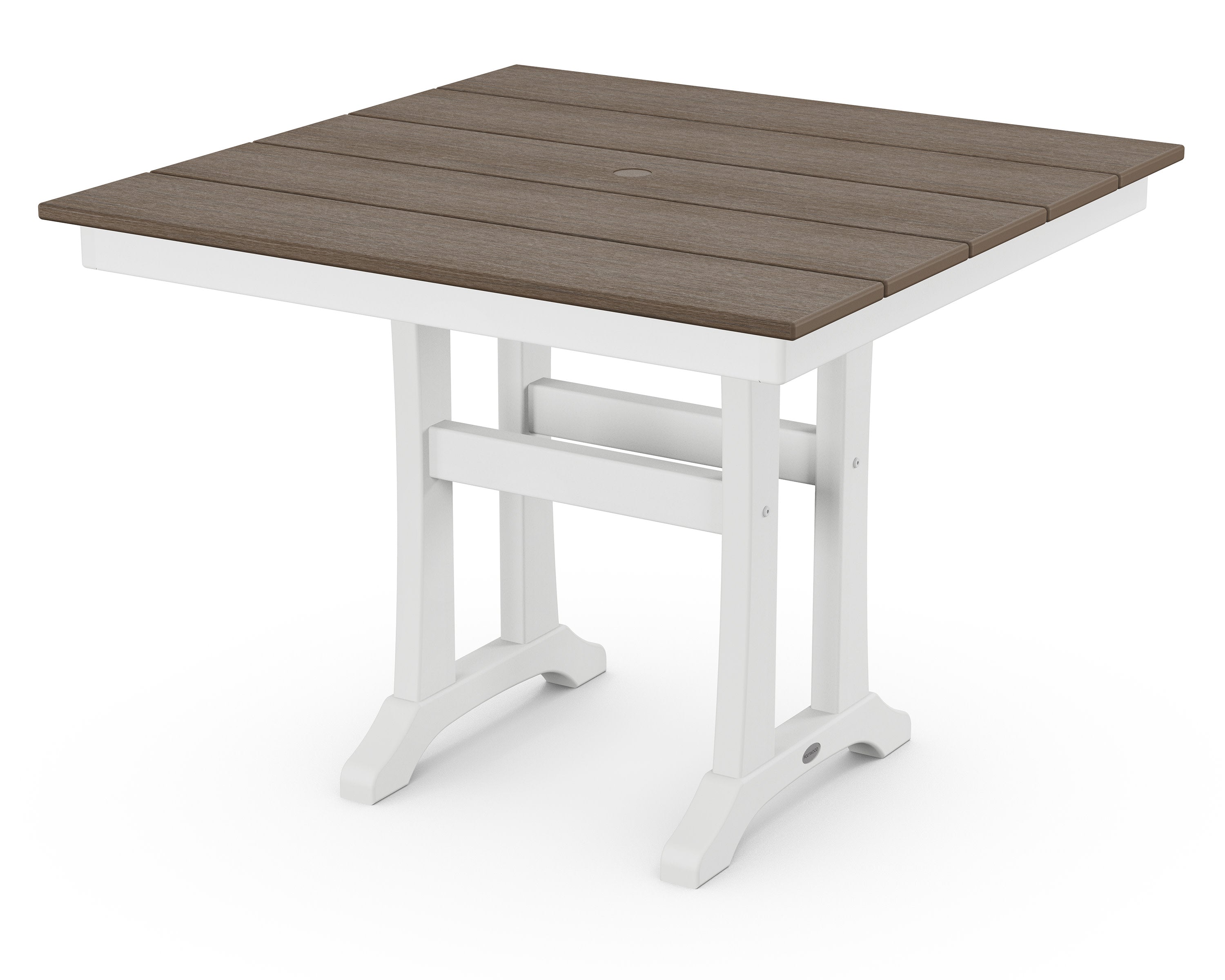Farmhouse Trestle 37" Dining Table in White / Kona