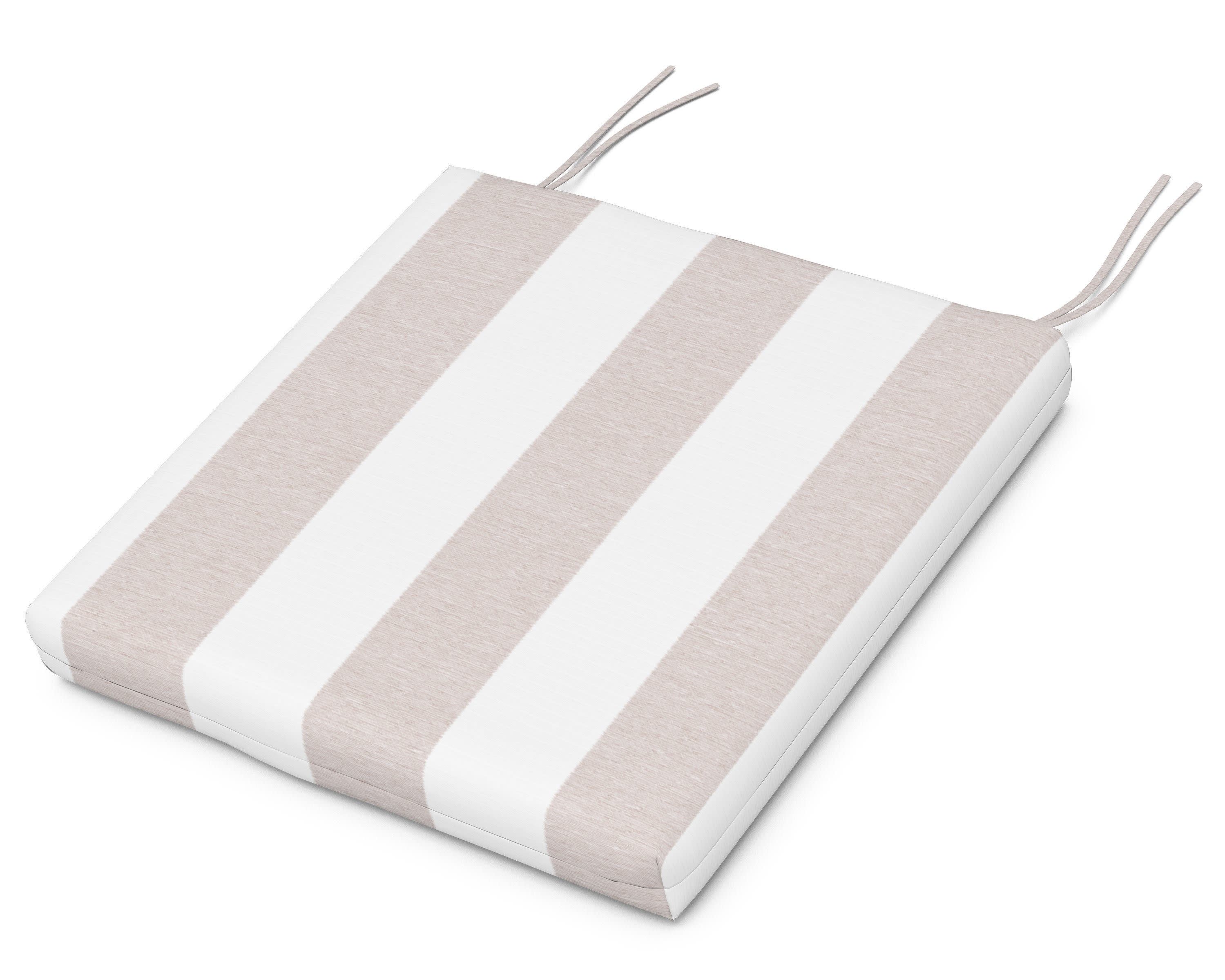 Standard Seat Cushion 17.25"D x 19.25"W x 2.5"H in Cabana Stripe Dune Burlap