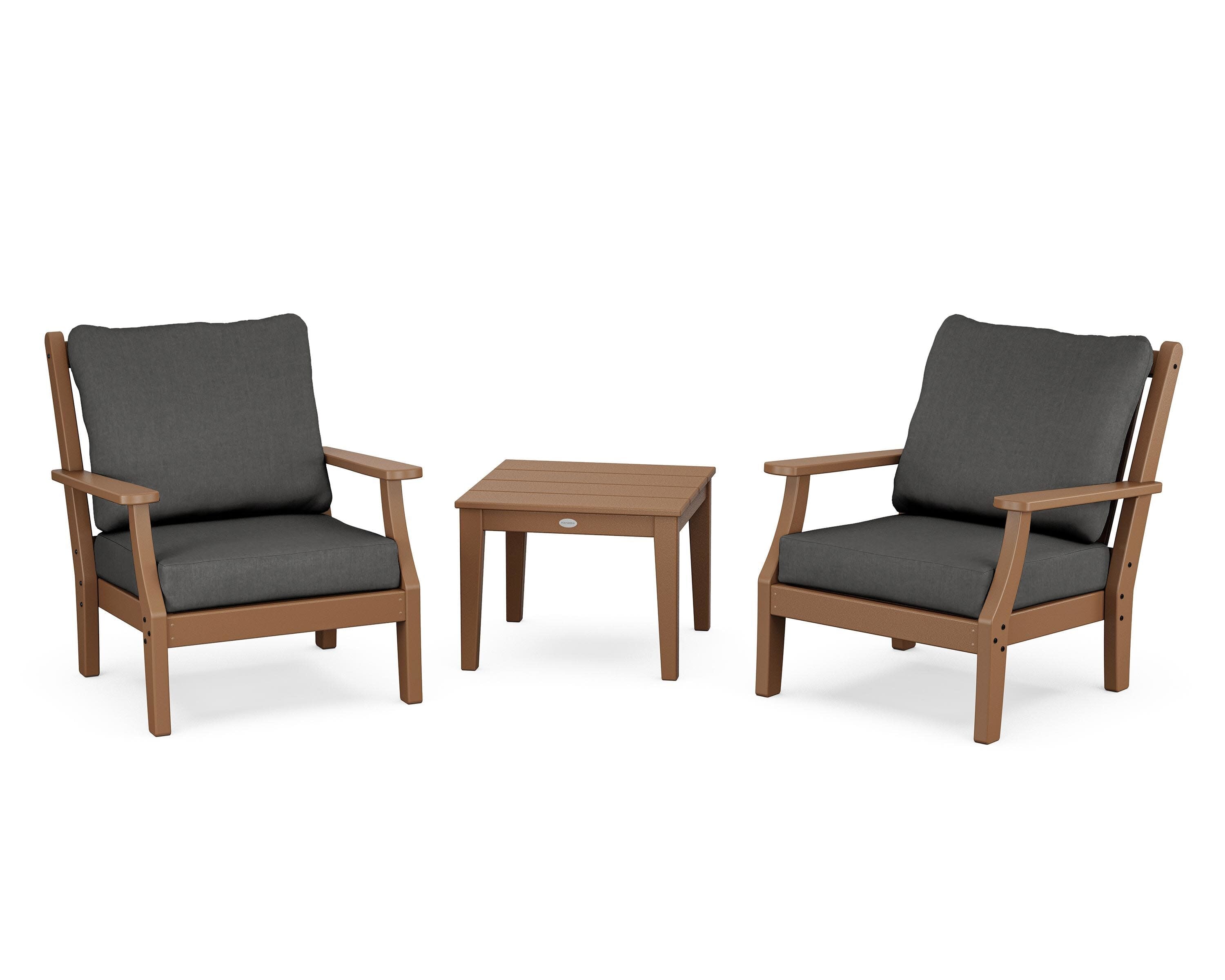 Wovendale 3-Piece Deep Seating Set in Teak / Spectrum Carbon