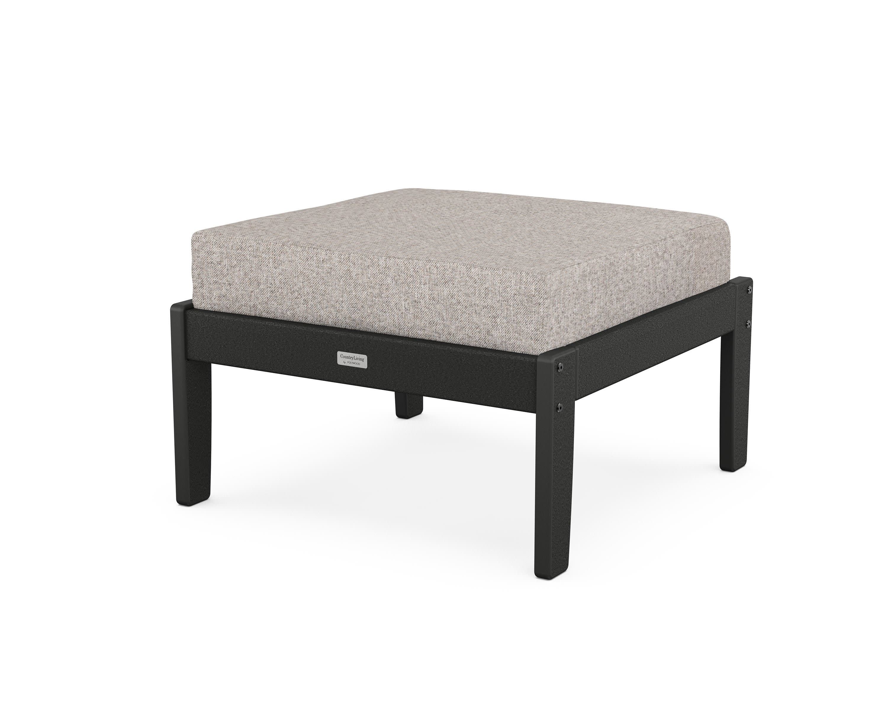 Cottage Deep Seating Ottoman in Black / Weathered Tweed