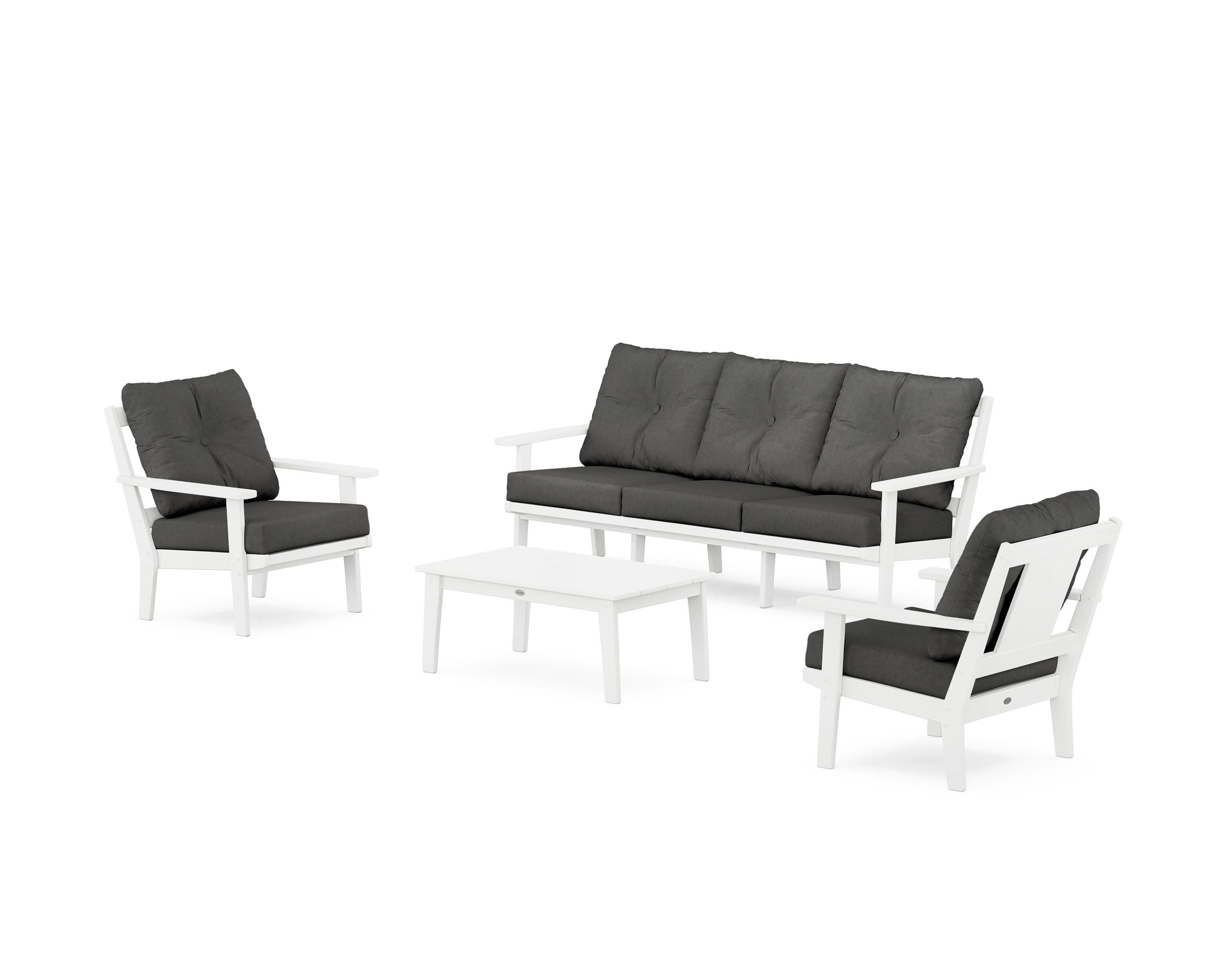 Prairie 4-Piece Deep Seating Set with Sofa in White / Spectrum Carbon