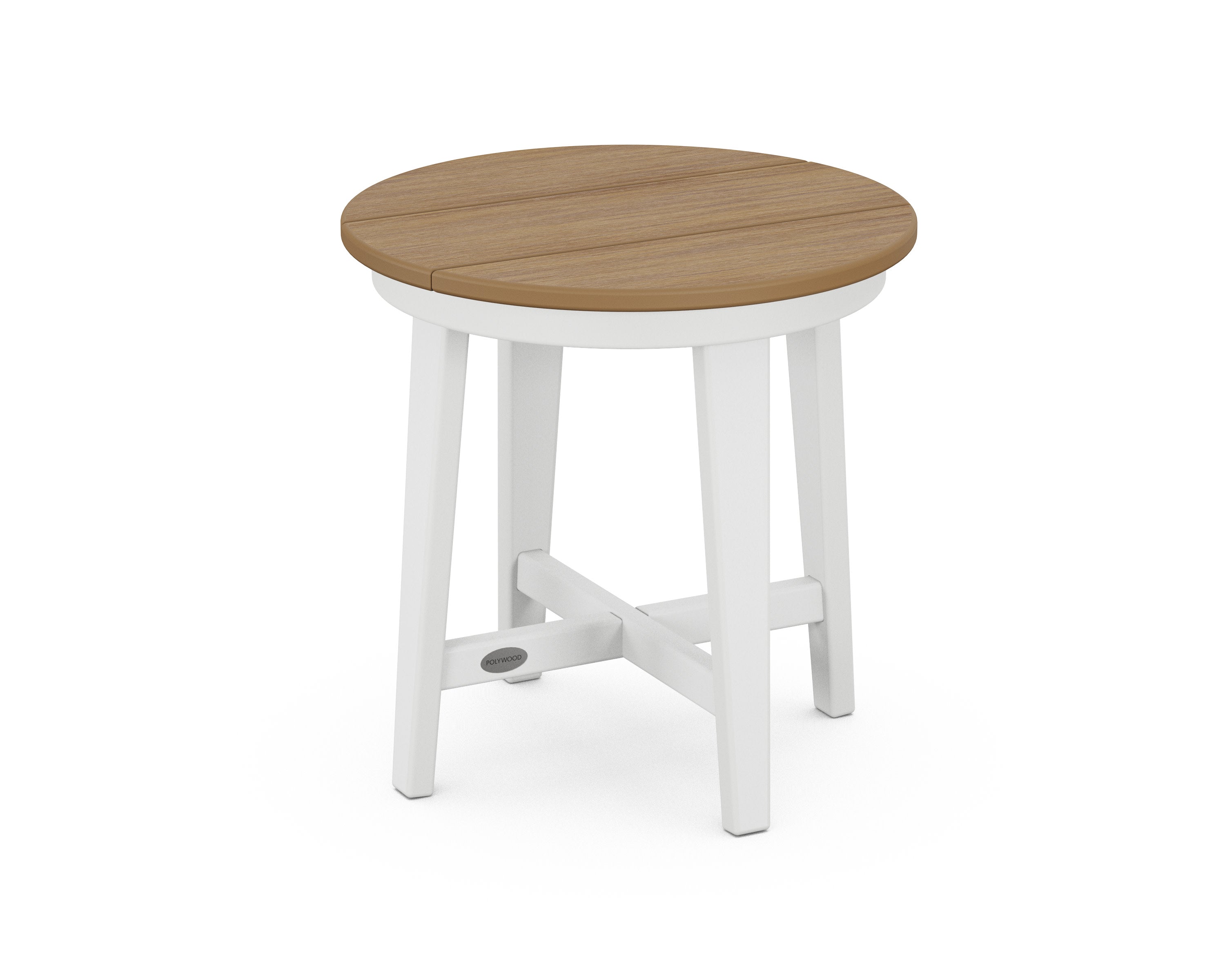 Newport 19" Round End Table in White / Natural