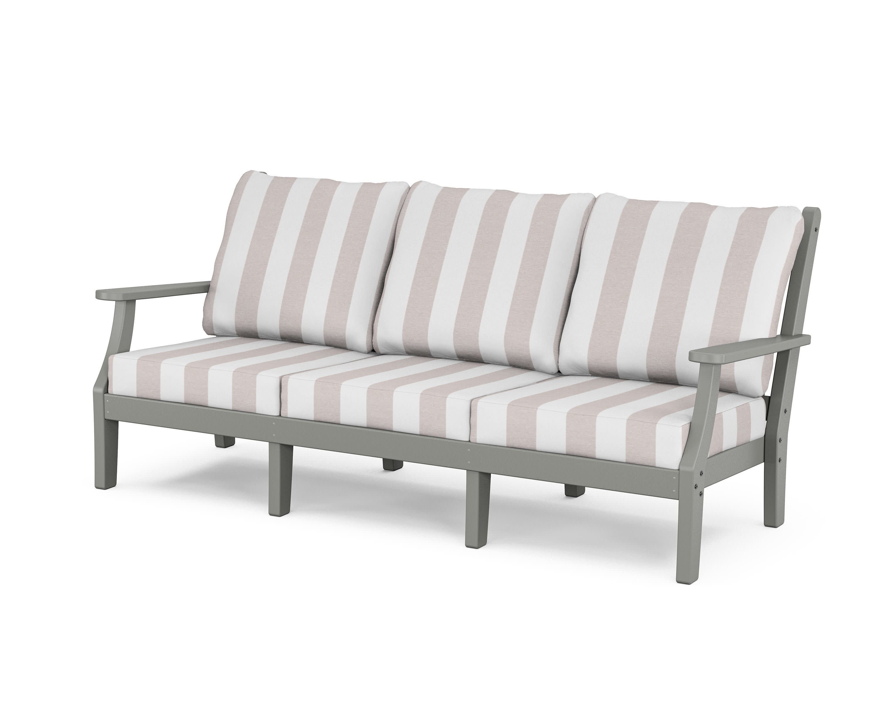 Wovendale Deep Seating Sofa in Slate Grey / Cabana Stripe Dune Burlap