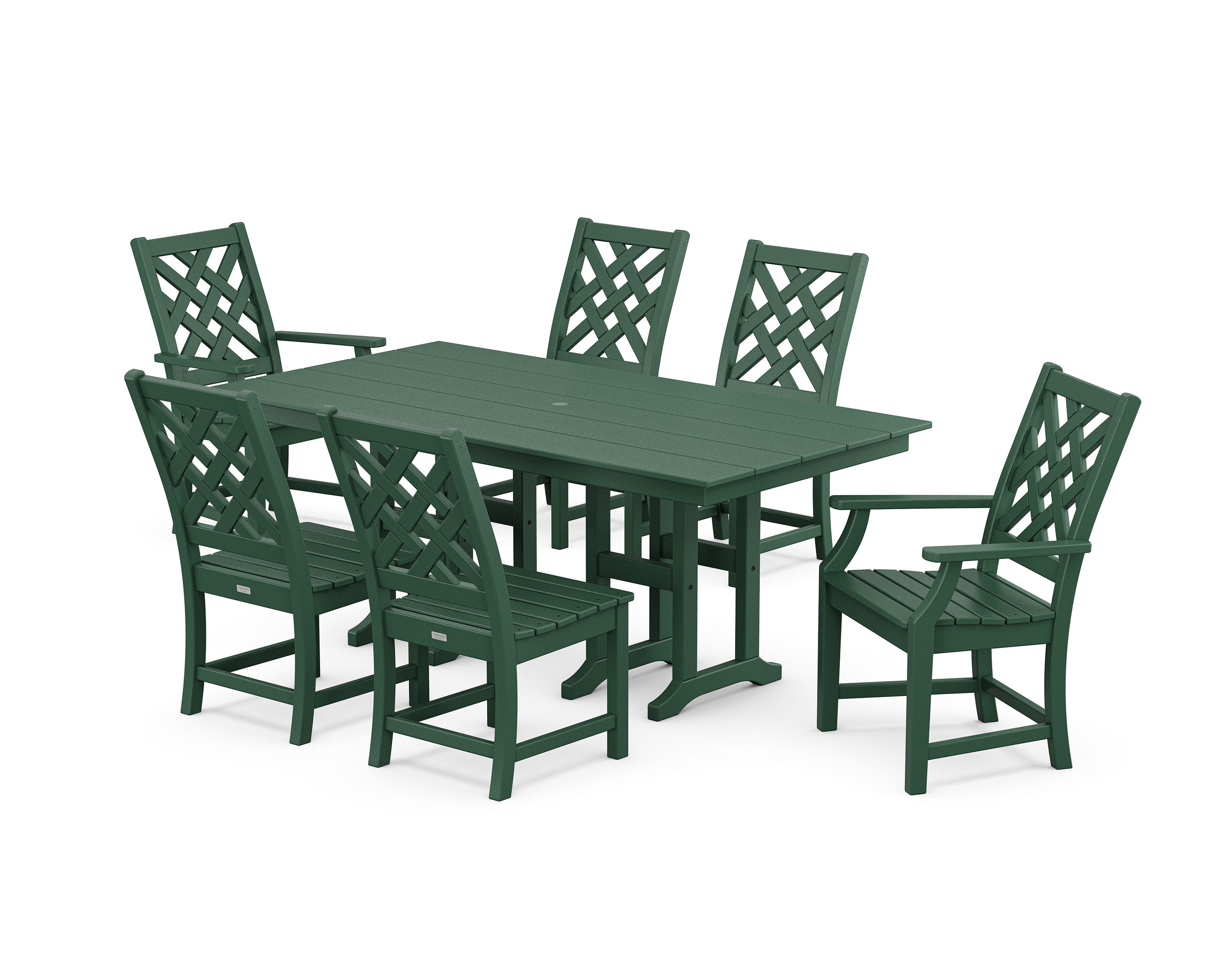 Wovendale 7-Piece Farmhouse Dining Set in Green