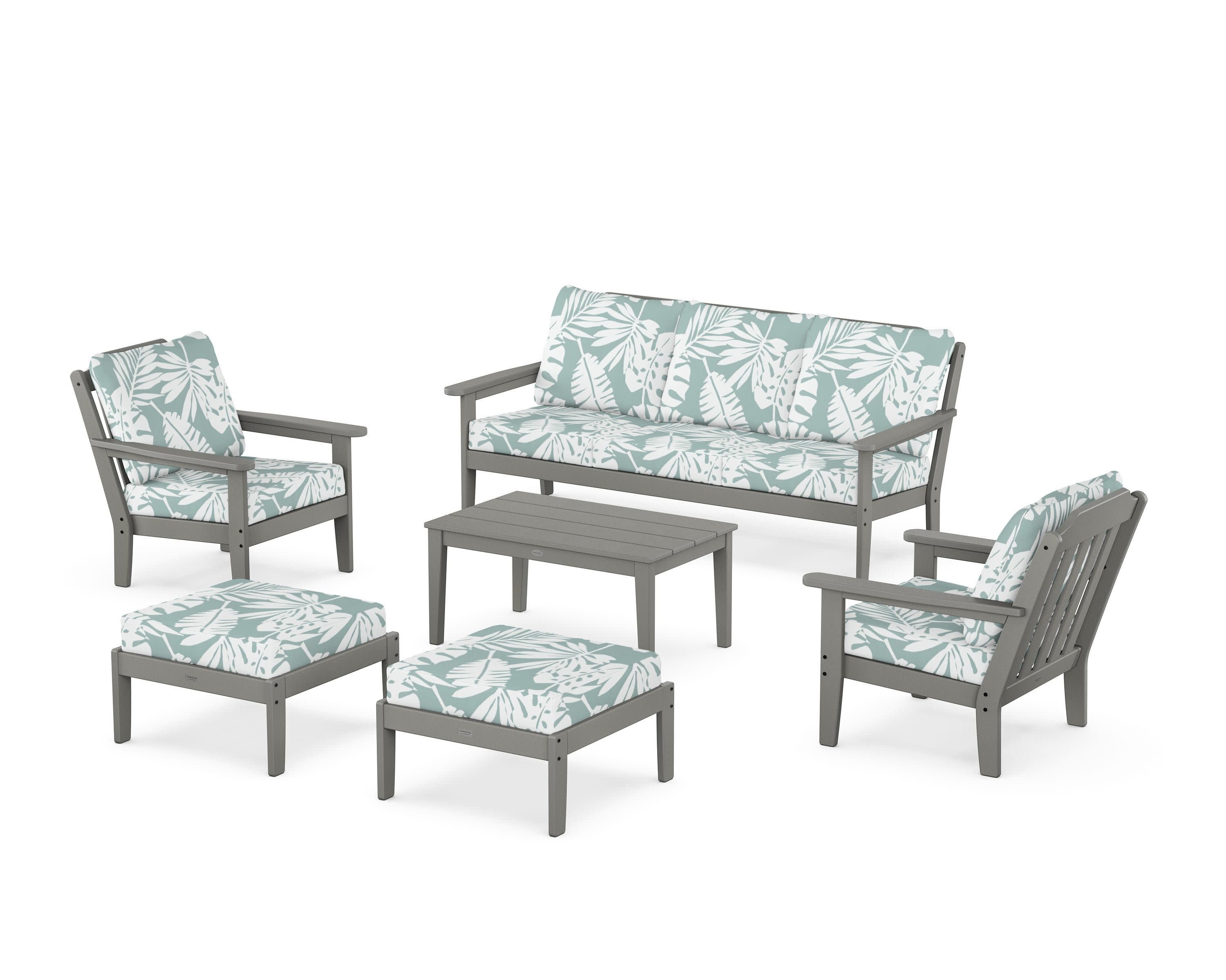 Cottage 6-Piece Lounge Sofa Set in Slate Grey / Leaf Glacier Spa