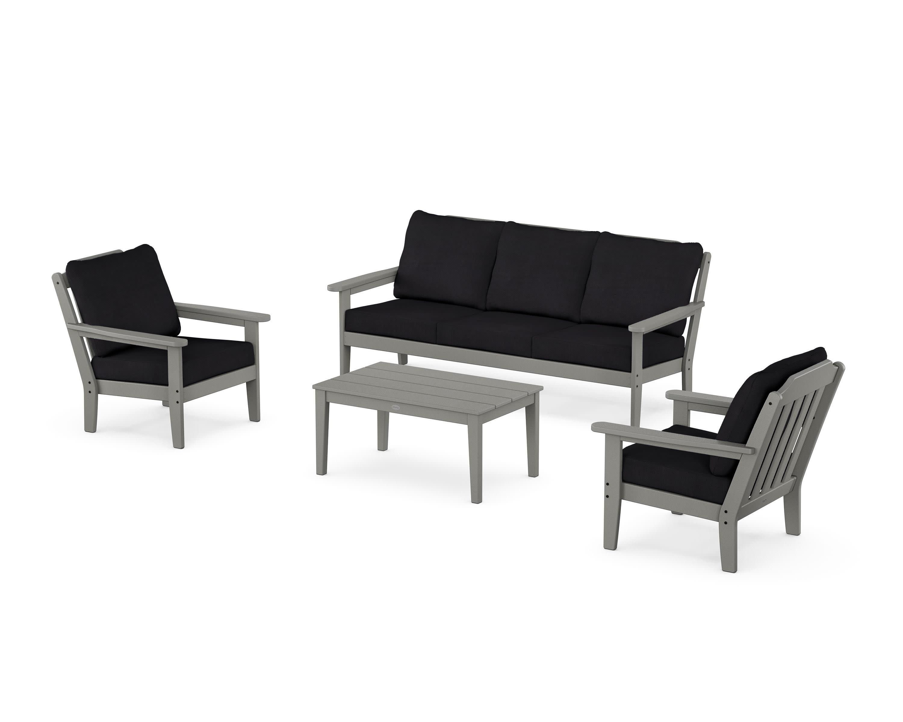 Cottage 4-Piece Deep Seating Set with Sofa in Slate Grey / Midnight Linen