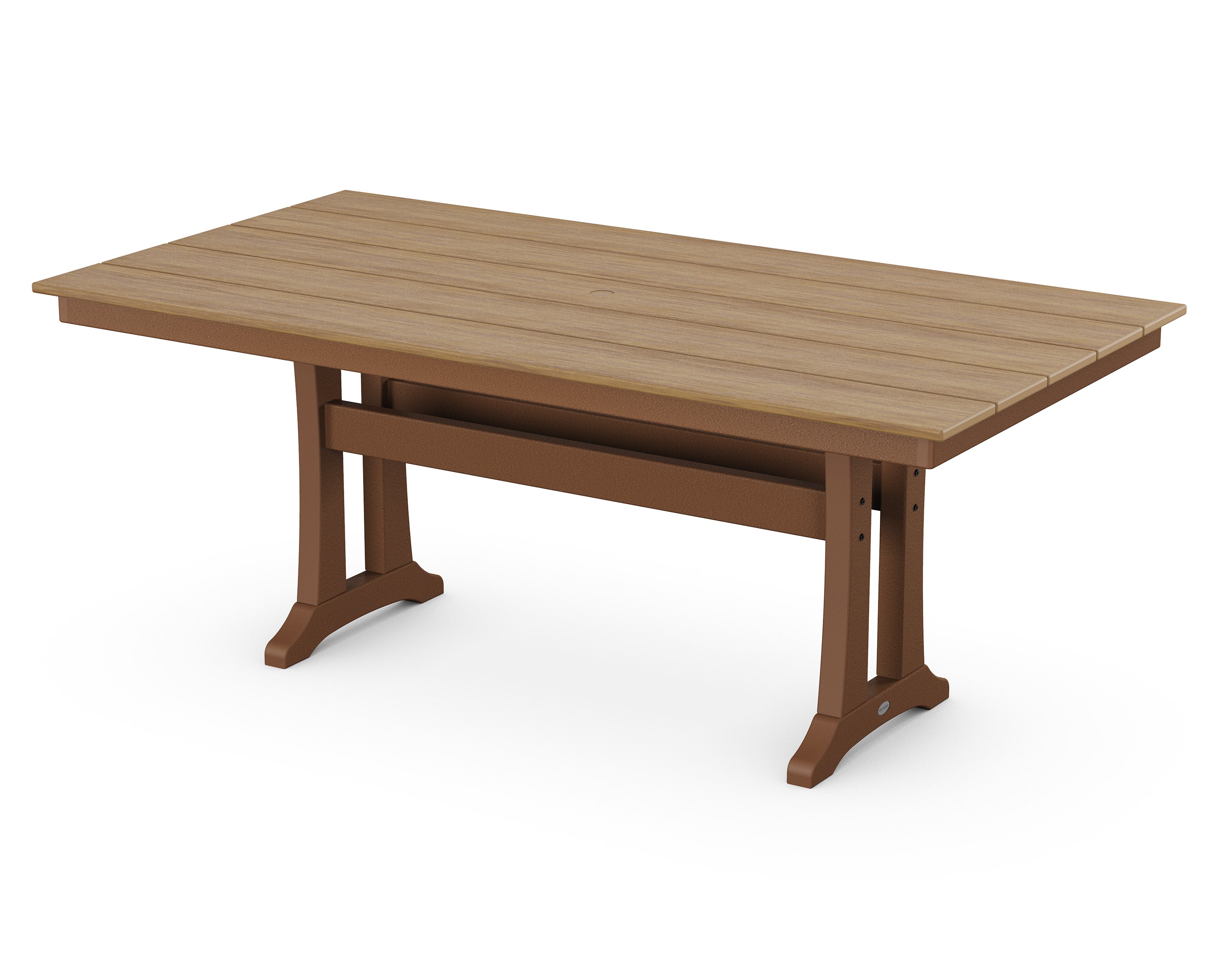 Farmhouse Trestle 37" x 72" Dining Table in Teak / Natural