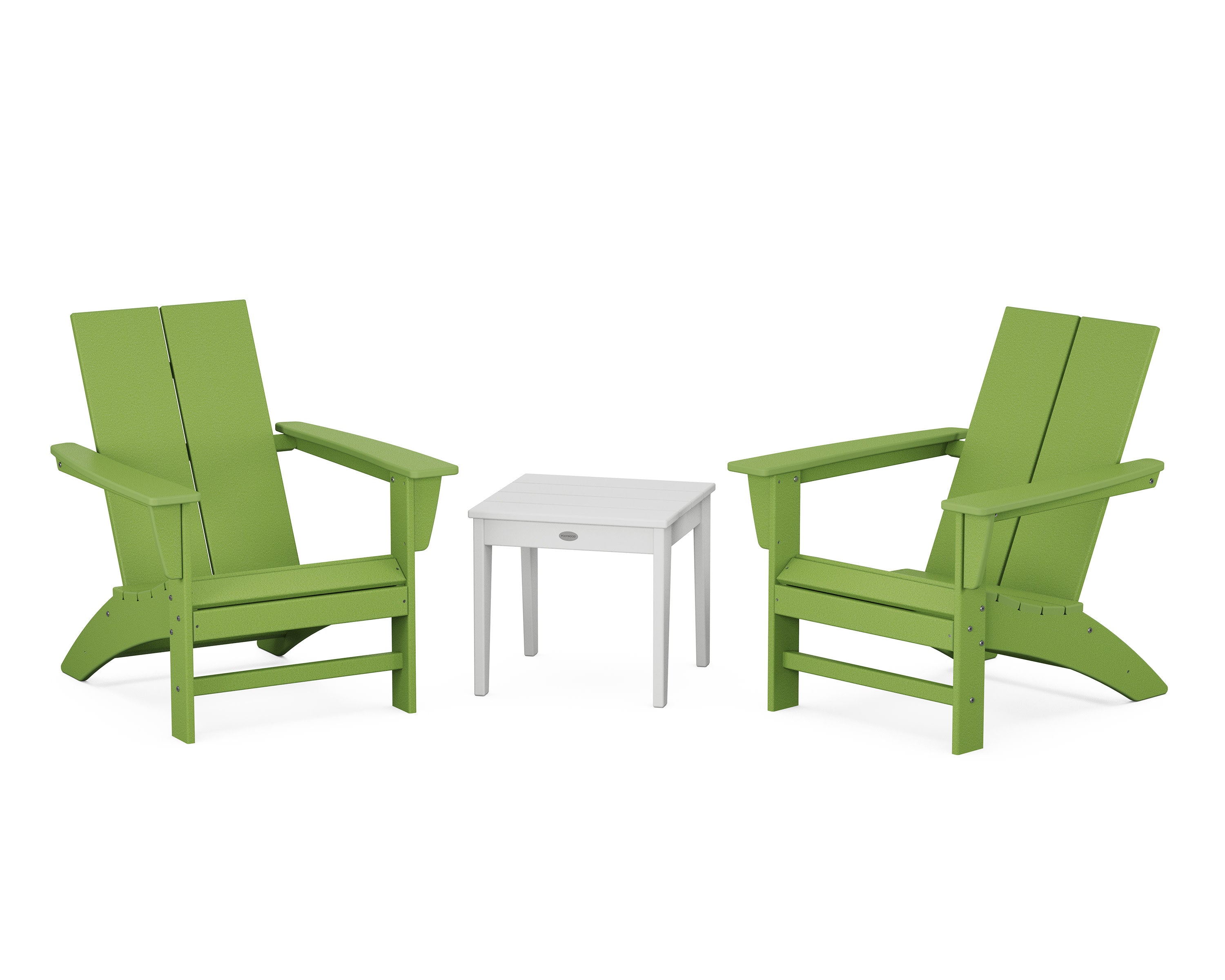 Cottage Modern Adirondack Chair 3-Piece Set in Lime / White