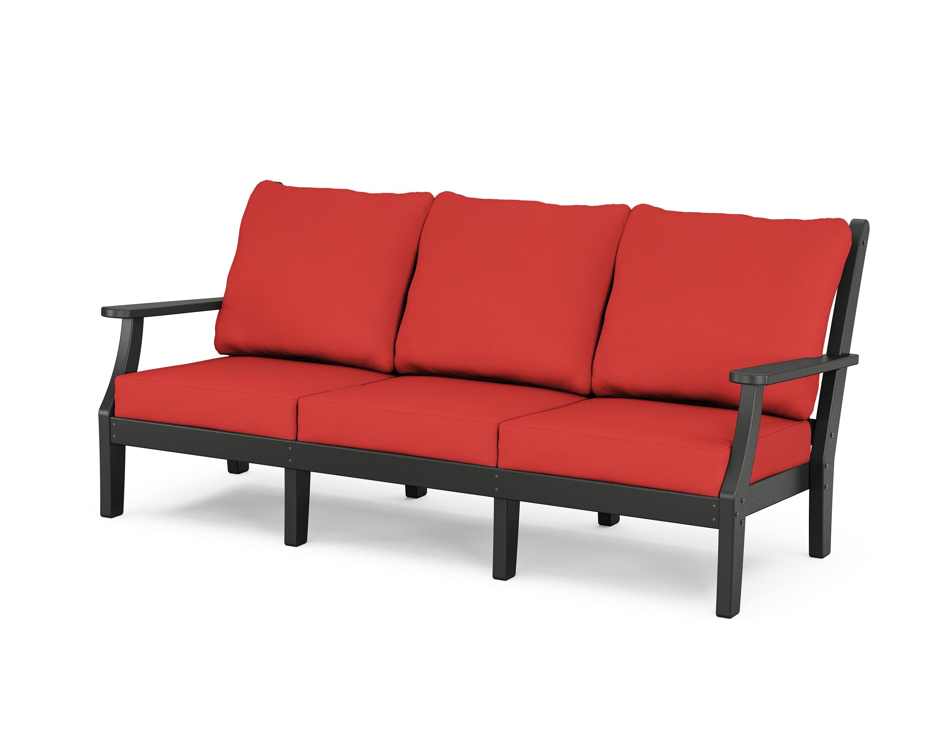 Wovendale Deep Seating Sofa in Black / Crimson Linen