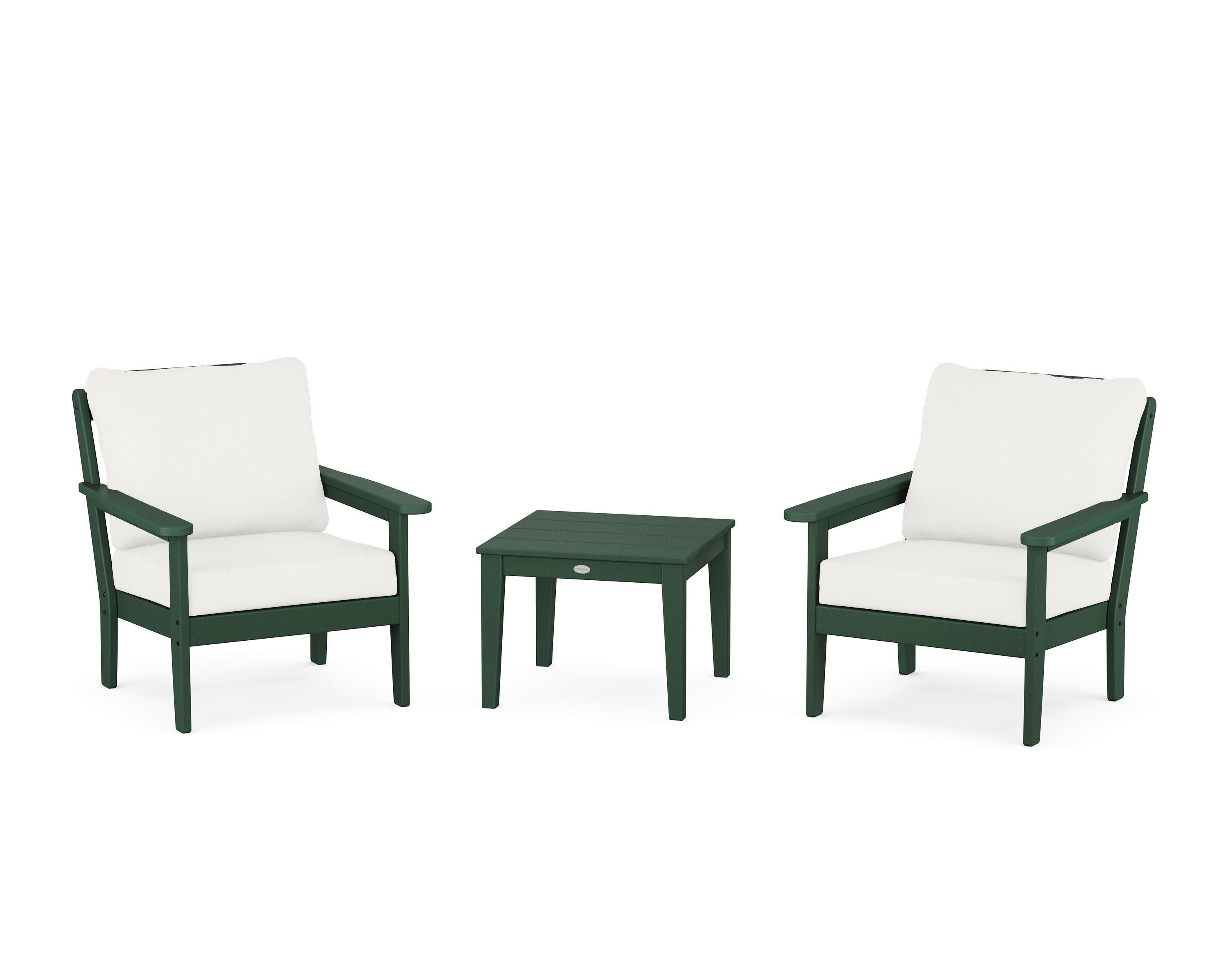 Cottage 3-Piece Deep Seating Set in Green / Natural Linen