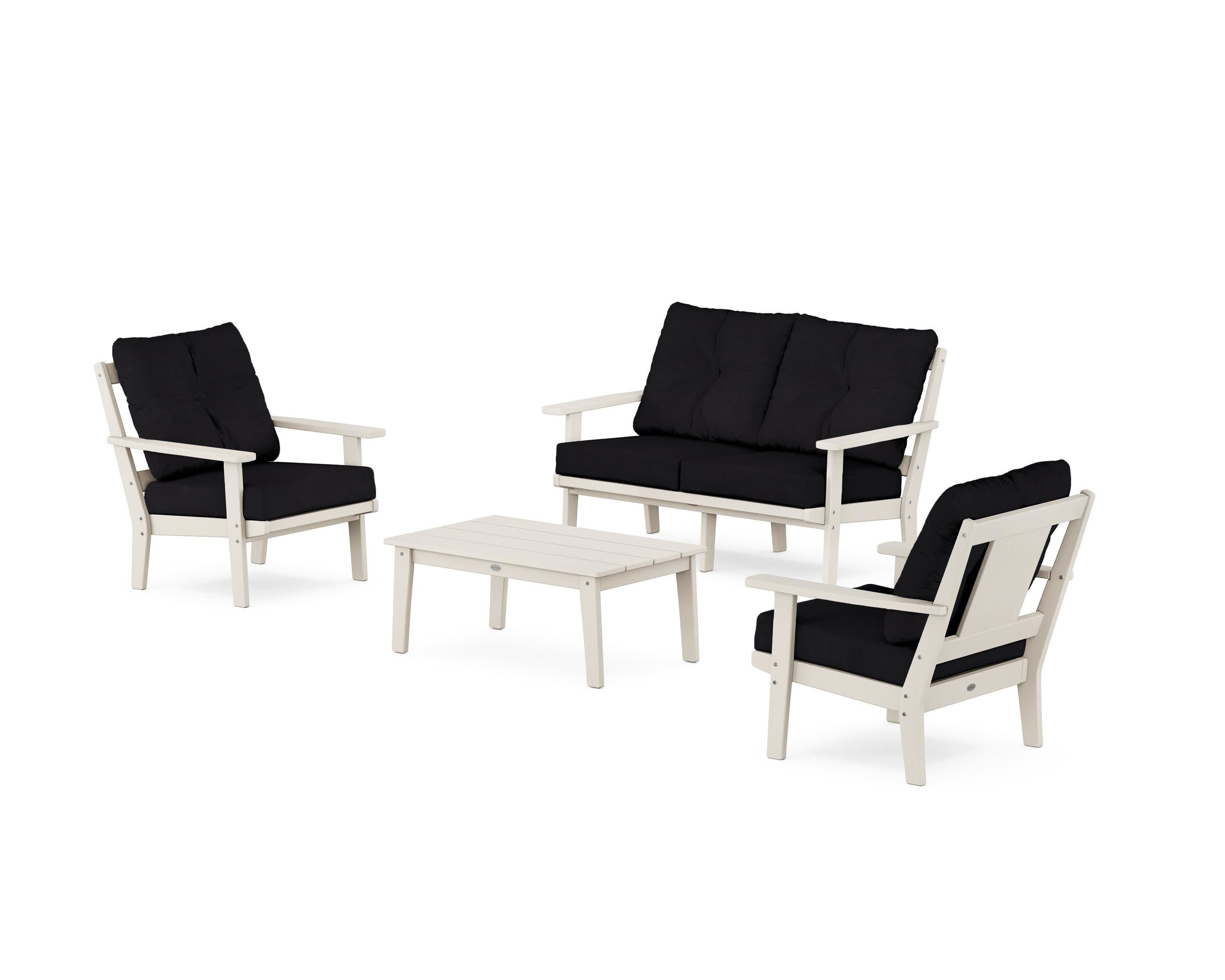Prairie 4-Piece Deep Seating Set with Loveseat in Sand / Midnight Linen
